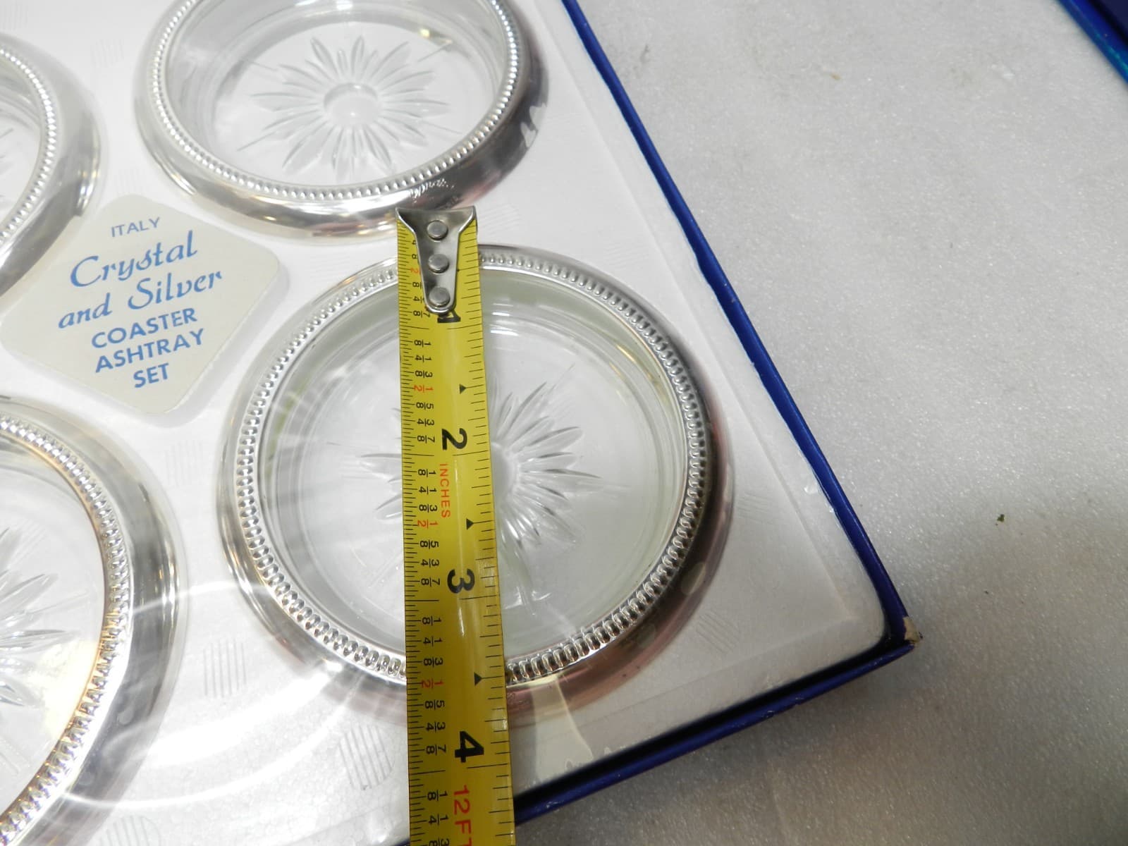 Vintage Leonord Crystal & Silver Coaster Ashtray Set Factory Sealed (G67J - Thumbnail 6