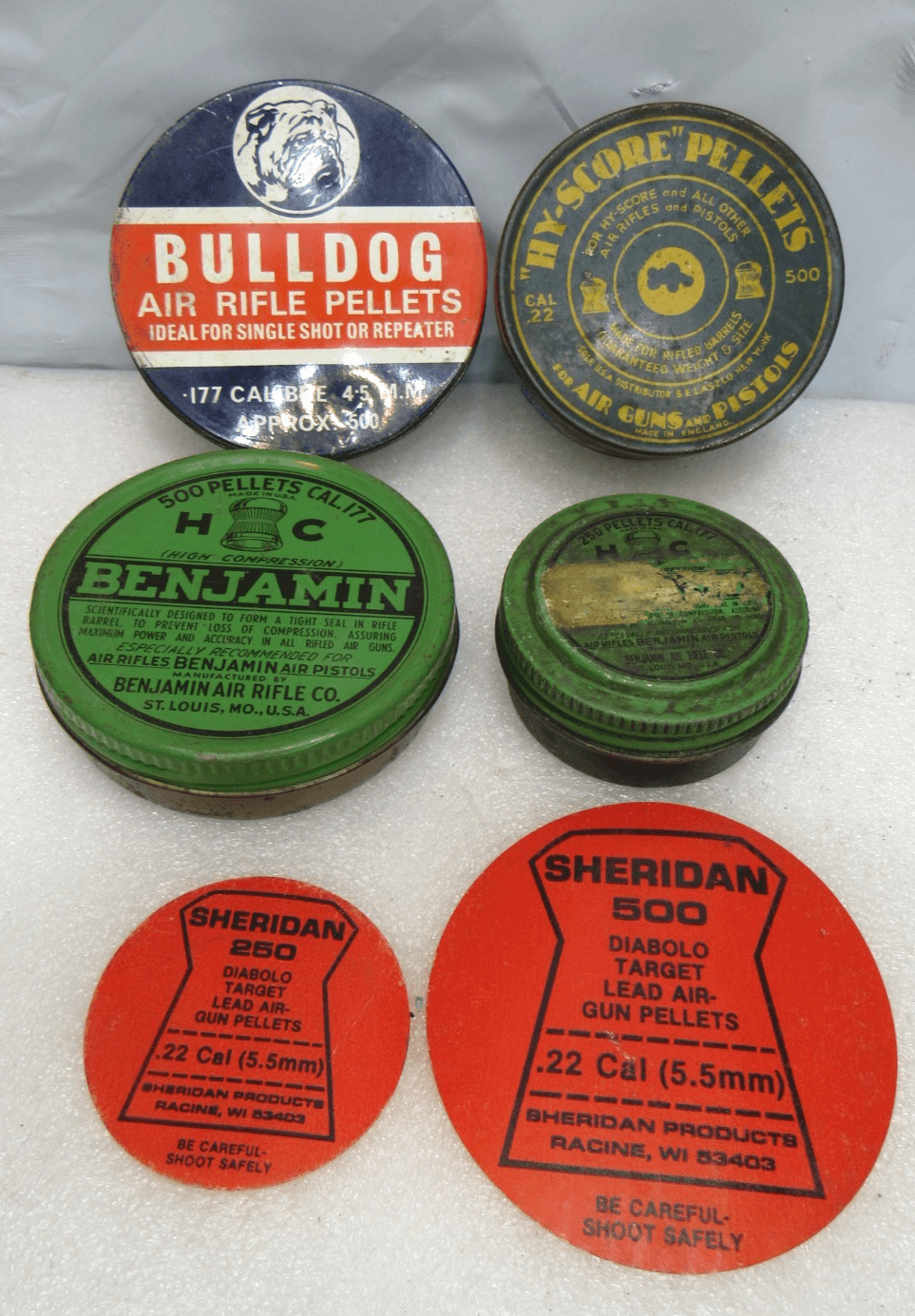 4 Vintage Empty Advertising Air Rifle Pistol Pellet Tins (G63S)