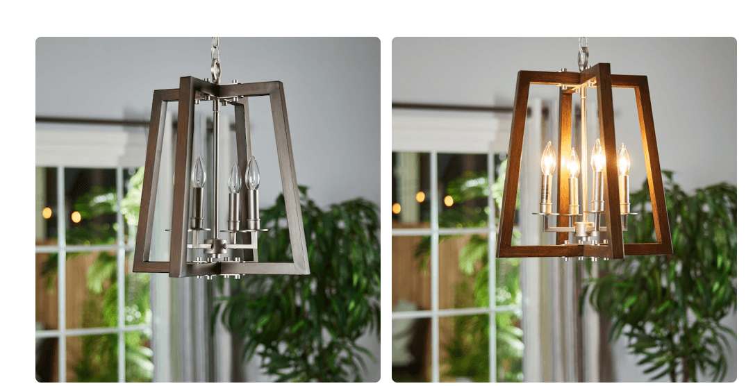 PROGRESS LIGHTING Forrester Teak Wood /Satin Nickel Lantern Pendant Light (Q54K) - Thumbnail 8