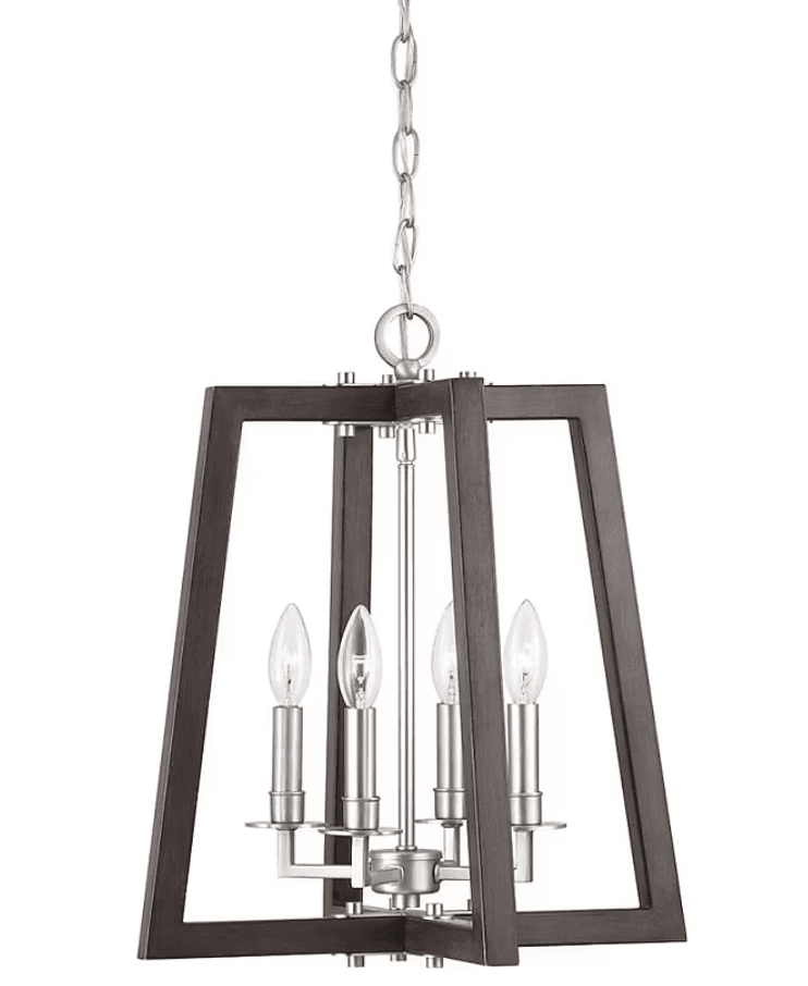 PROGRESS LIGHTING Forrester Teak Wood /Satin Nickel Lantern Pendant Light (Q54K) - Thumbnail 7