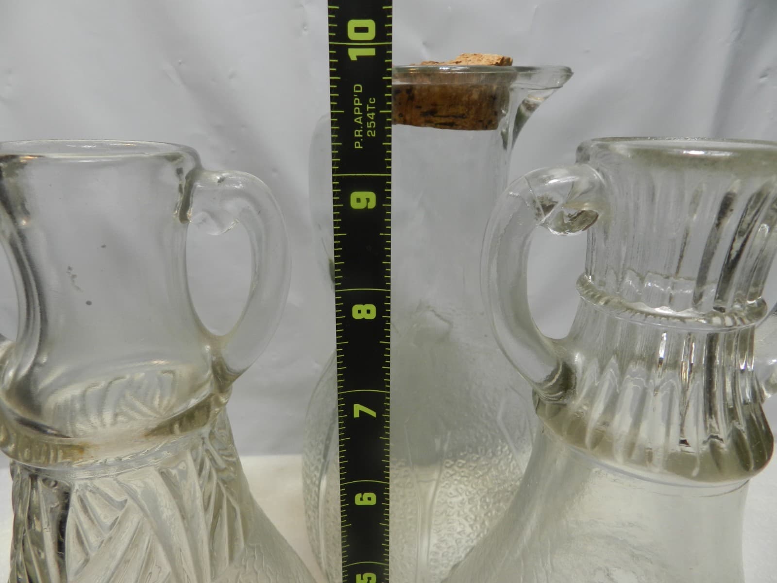 3 Vintage Whitehouse Vinegar Bottle Crackle Glass & Flower 1960s glass (C95J) - Thumbnail 9