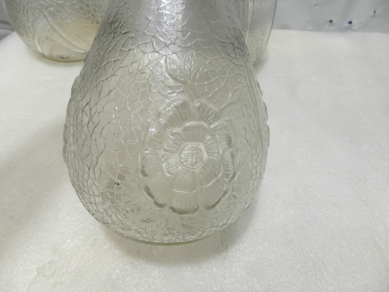 3 Vintage Whitehouse Vinegar Bottle Crackle Glass & Flower 1960s glass (C95J) - Thumbnail 7