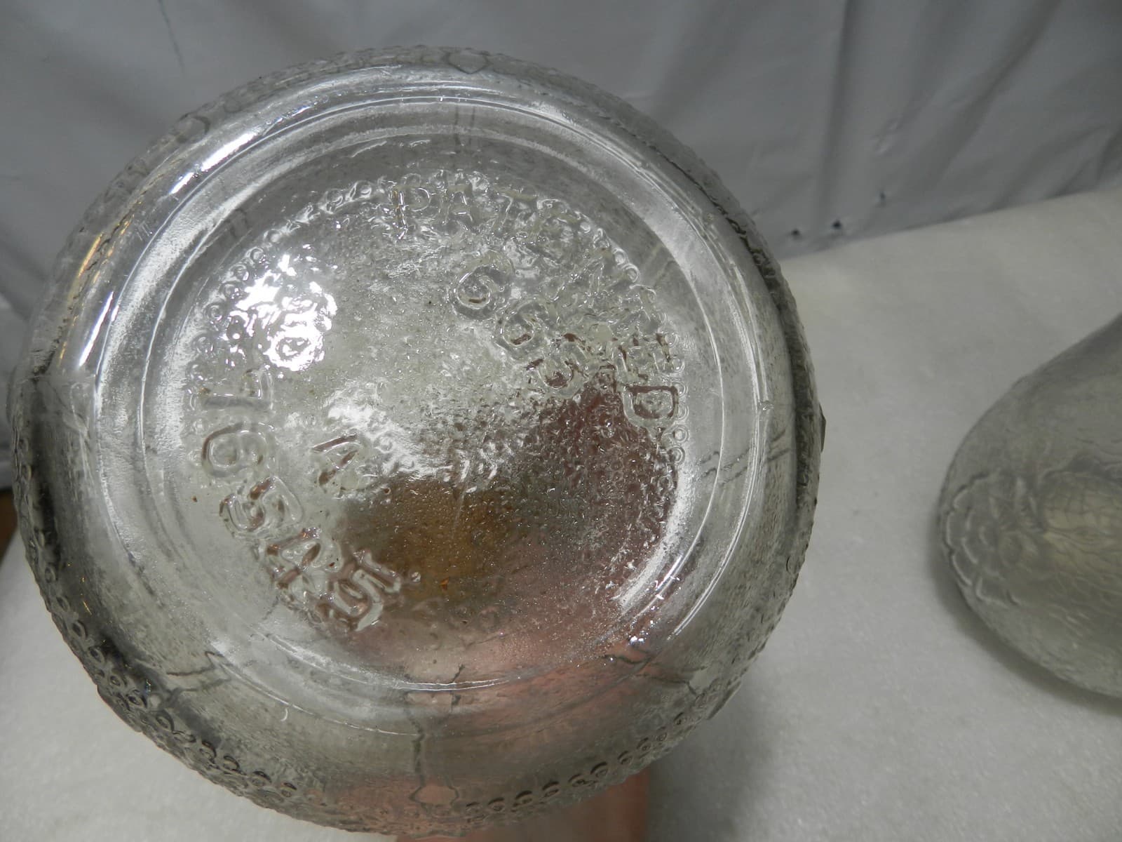 3 Vintage Whitehouse Vinegar Bottle Crackle Glass & Flower 1960s glass (C95J) - Thumbnail 11