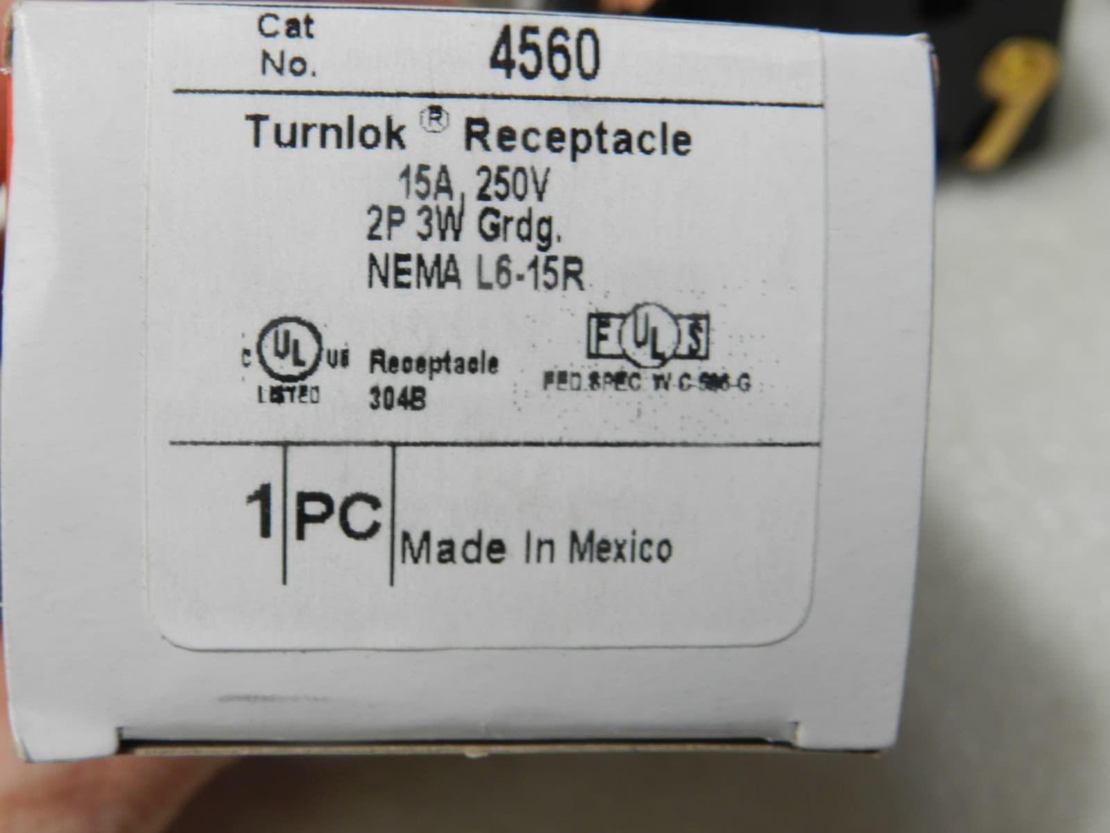 Pass & Seymour Legrand 4560 NEMA L6-15R 15 Amp 250 Volt Turnlok Receptacle (C94 - Thumbnail 7