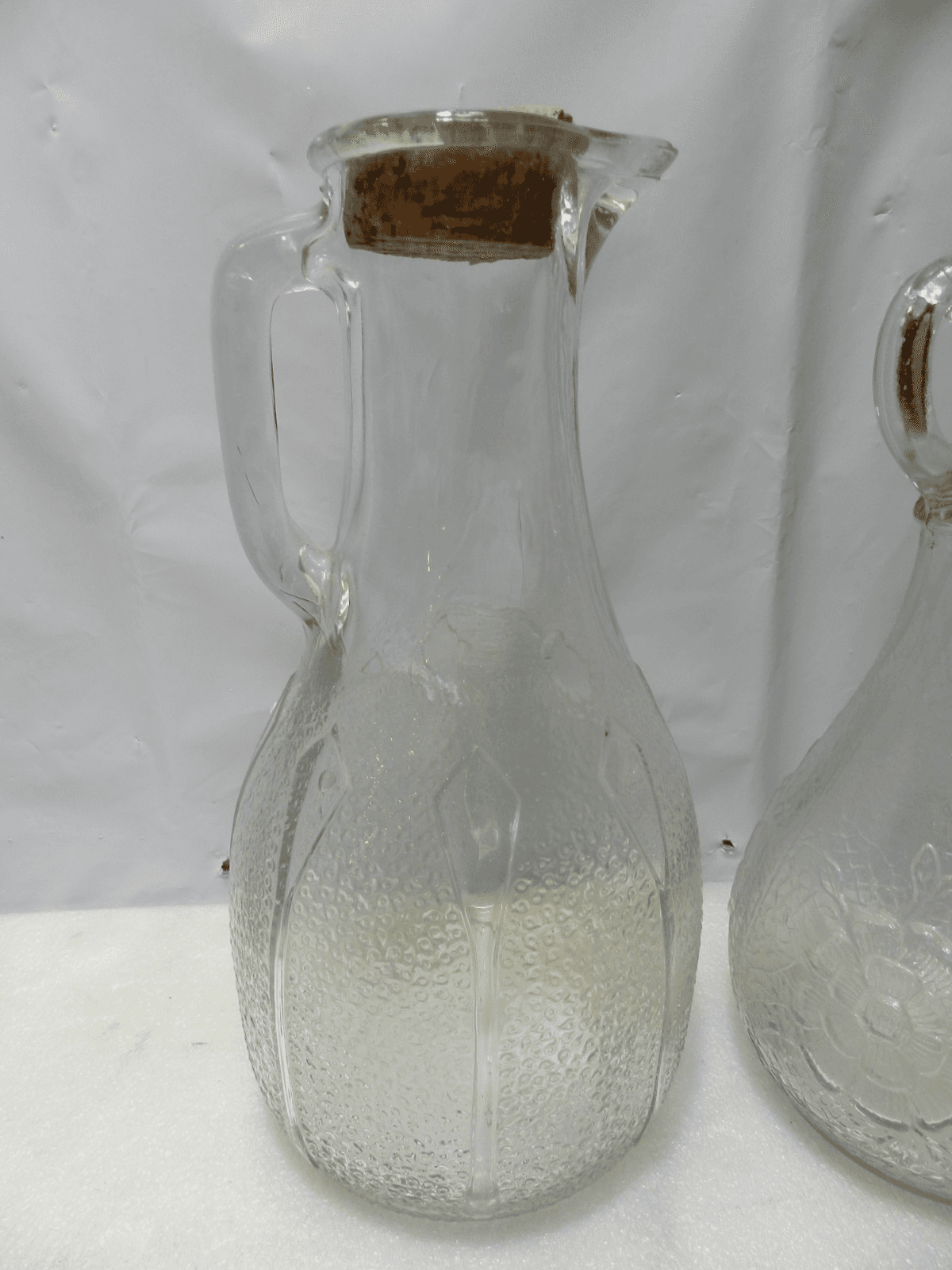 3 Vintage Whitehouse Vinegar Bottle Crackle Glass & Flower 1960s glass (C95J) - Thumbnail 4