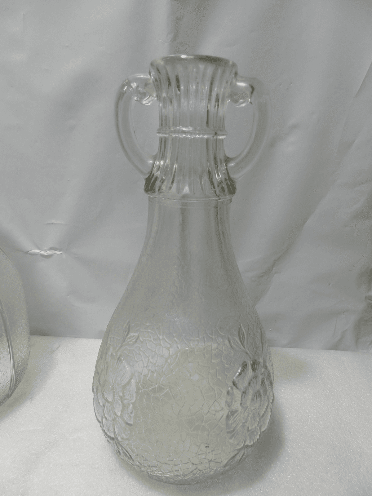 3 Vintage Whitehouse Vinegar Bottle Crackle Glass & Flower 1960s glass (C95J) - Thumbnail 6