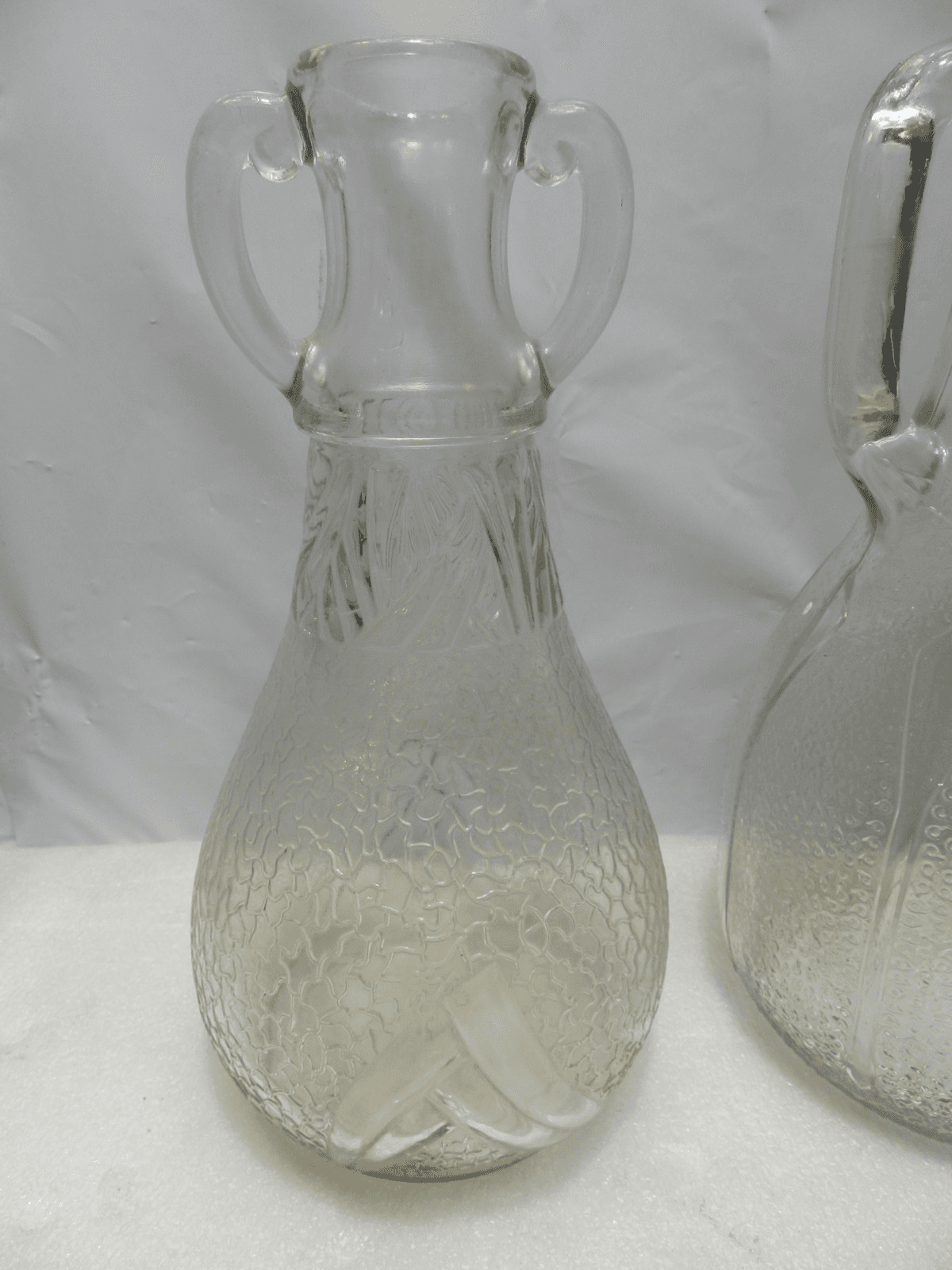 3 Vintage Whitehouse Vinegar Bottle Crackle Glass & Flower 1960s glass (C95J) - Thumbnail 2