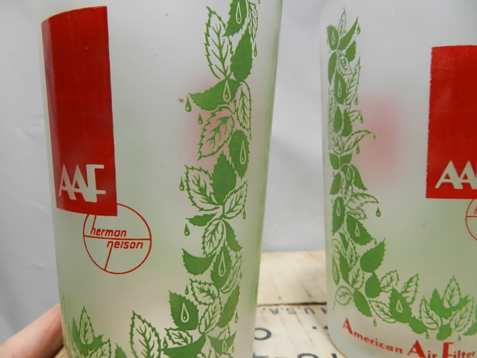 5 Vintage Kentucky Derby/American Air Filter Frosted Mint Julep Glass (D5J) - Thumbnail 5