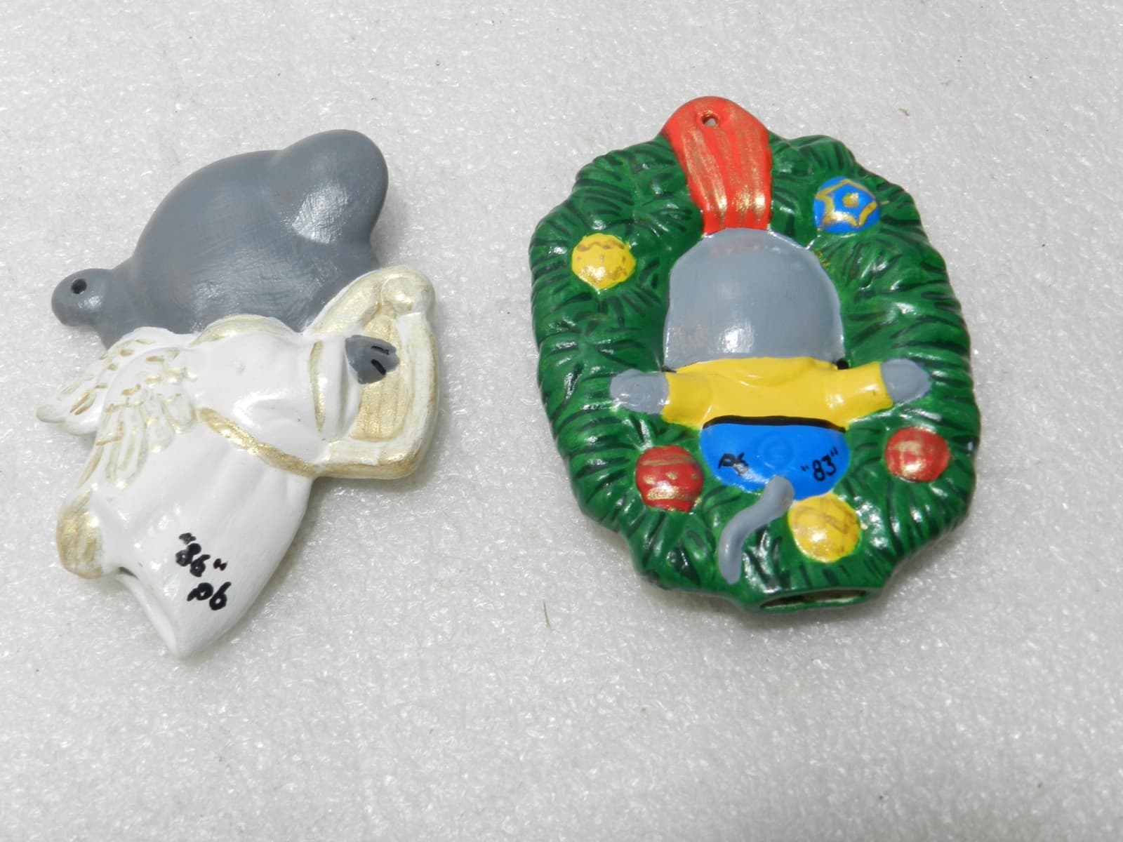 Vintage Mouse/Santa Ceramic Christmas Tree Ornaments Hand Painted 83 - 86 (Y83M - Thumbnail 15