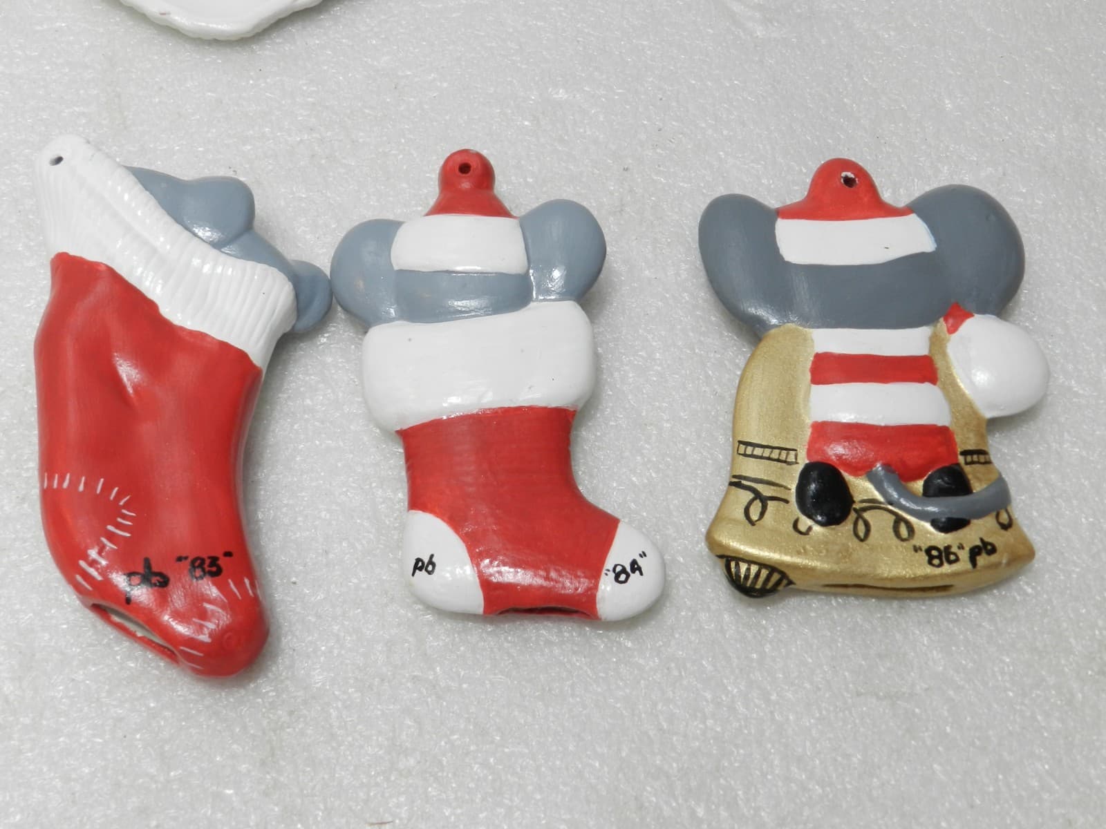 Vintage Mouse/Santa Ceramic Christmas Tree Ornaments Hand Painted 83 - 86 (Y83M - Thumbnail 14