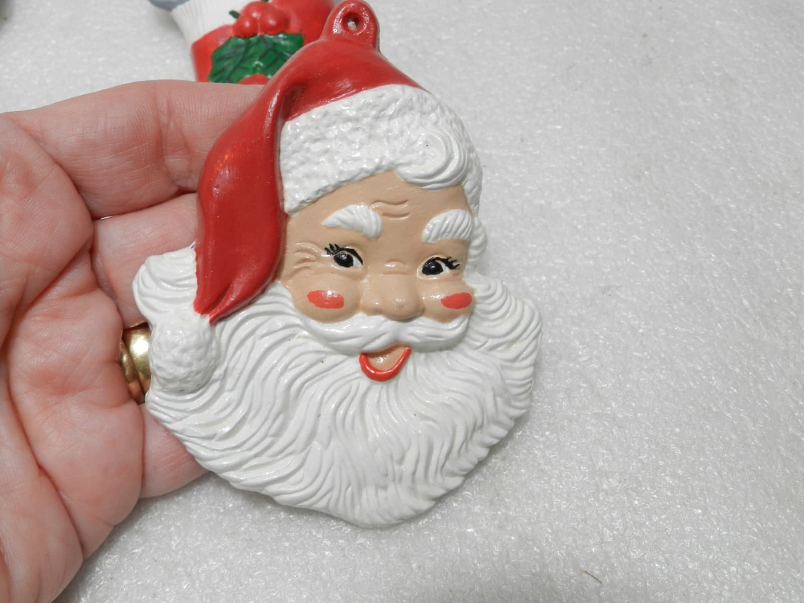 Vintage Mouse/Santa Ceramic Christmas Tree Ornaments Hand Painted 83 - 86 (Y83M - Thumbnail 11