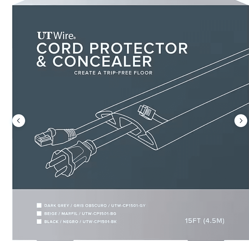 UT Wire Cord Protector & Concealer - Beige - 15 ft. New (Q68K) - Thumbnail 2