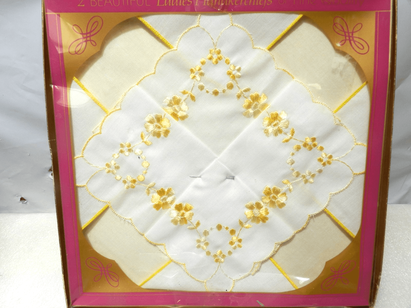 5 Vintage Embroidered Hankies Handkerchiefs New in Original Gift Box D8JJ - Thumbnail 3