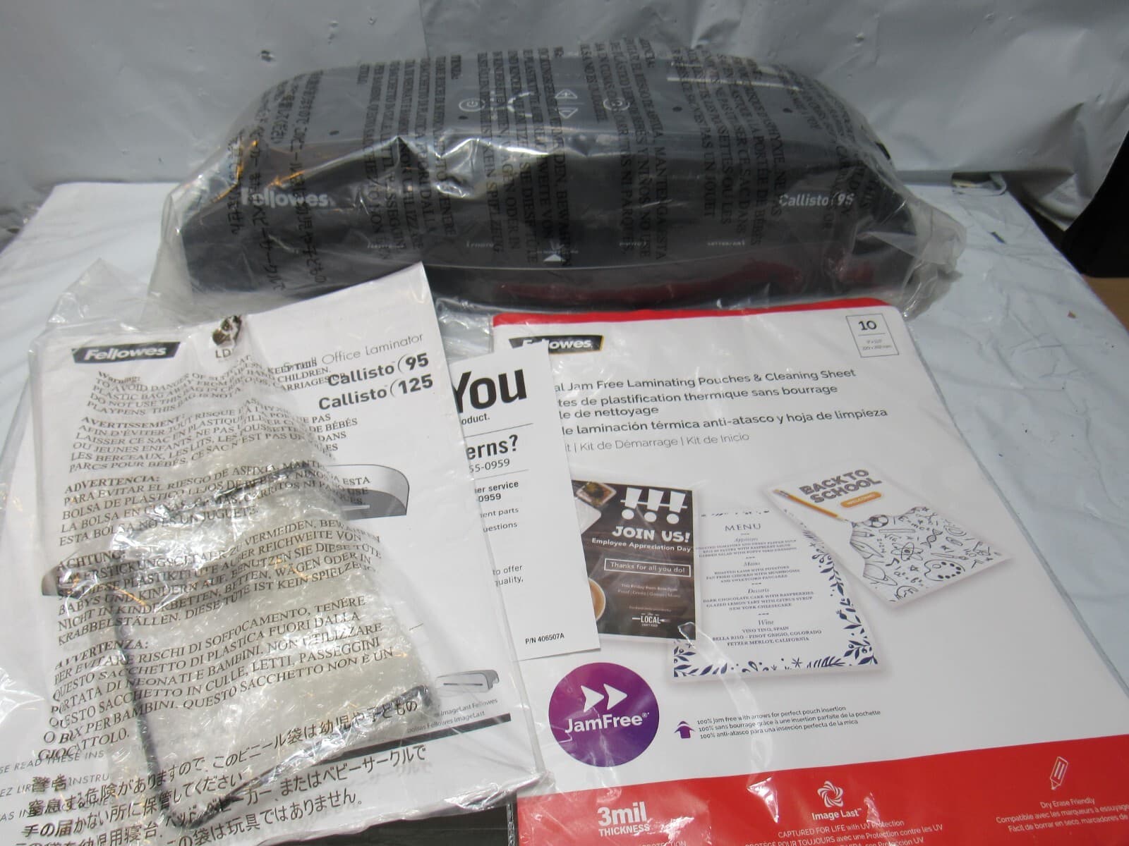 Fellowes Callisto 95 Laminator 9 1/2" Width Auto Shut Off Pouch Starter Kit Q65K - Thumbnail 8