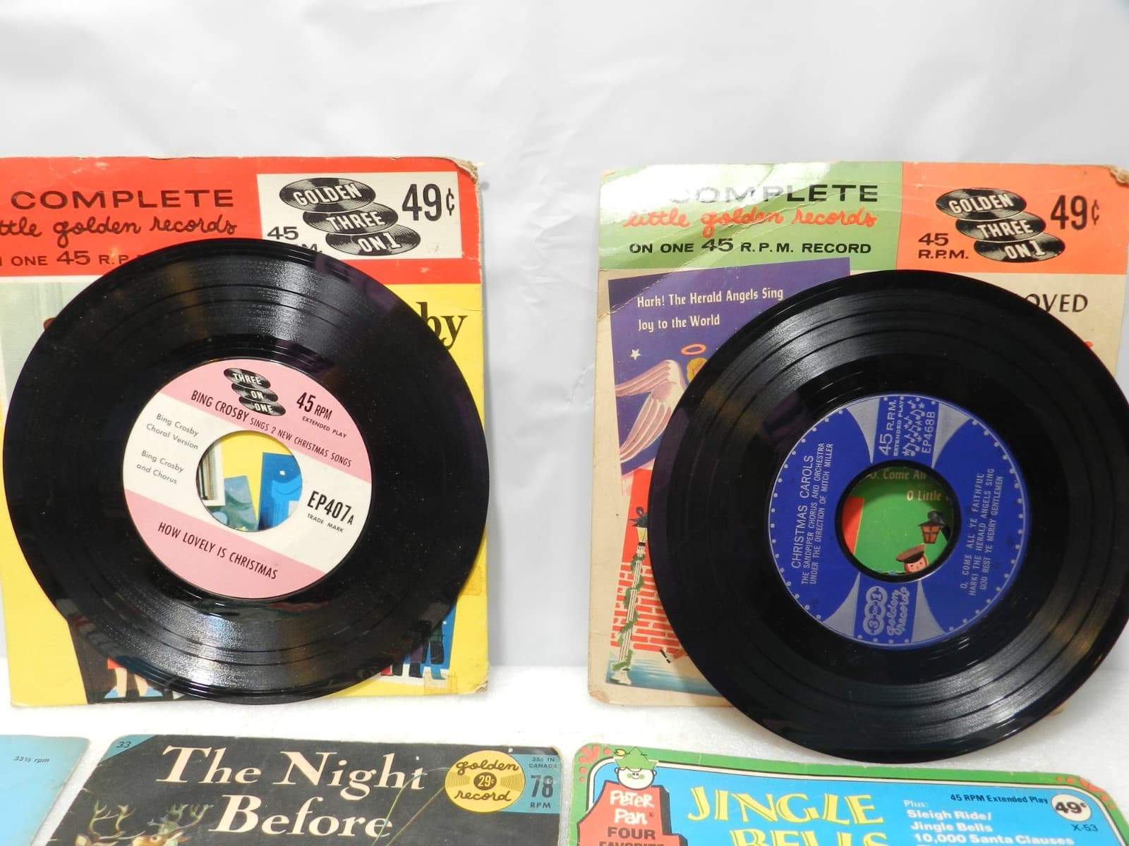 10 Vintage Mixed Brands Childrens 45 RPM Records Christmas With Sleeves (L48JJ) - Thumbnail 5