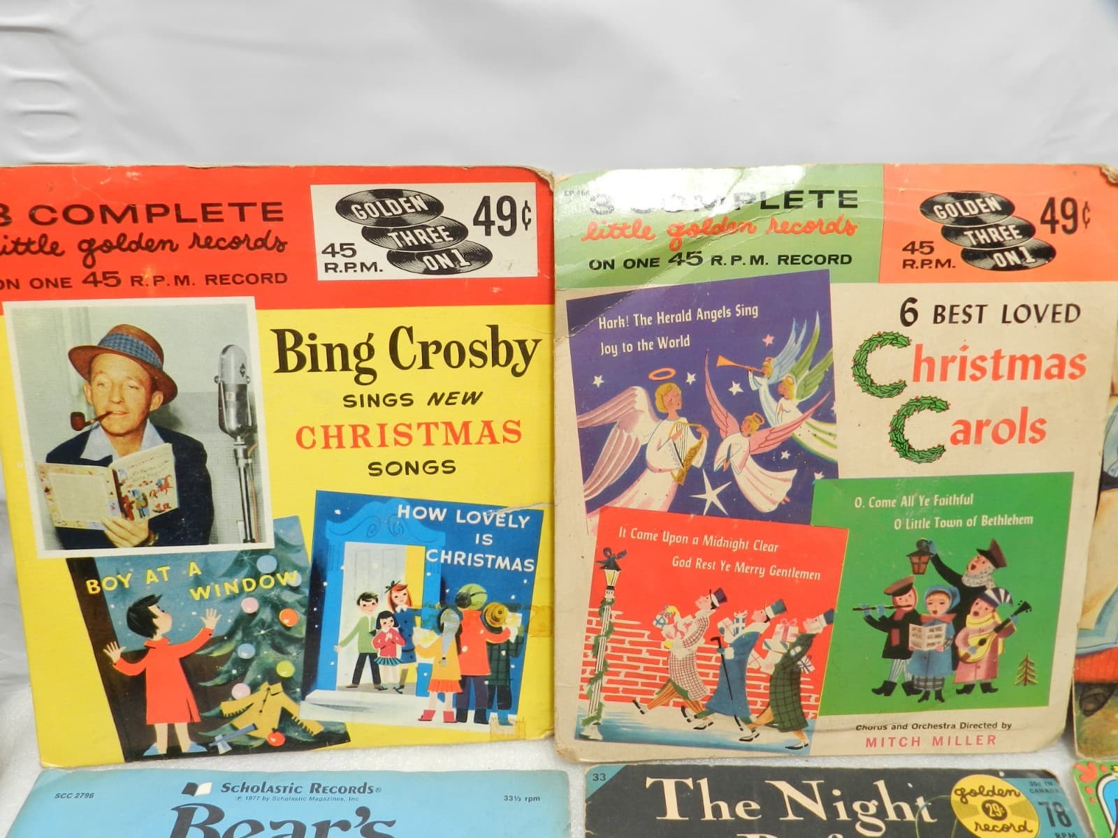 10 Vintage Mixed Brands Childrens 45 RPM Records Christmas With Sleeves (L48JJ) - Thumbnail 2