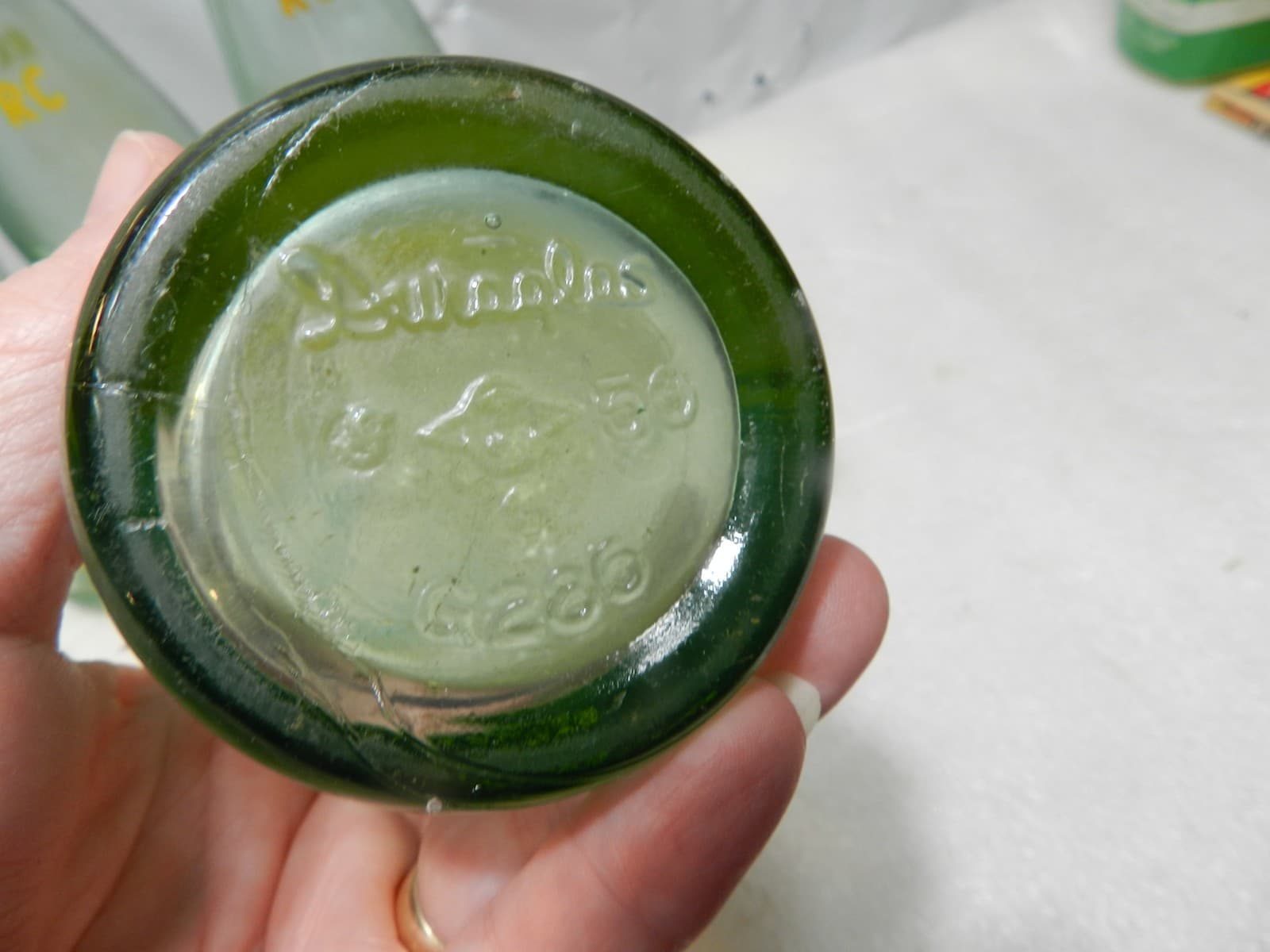 4 Vintage RC Royal Crown Cola Bottle Green Glass 10 oz , 1950s 60's (D25J) - Thumbnail 7