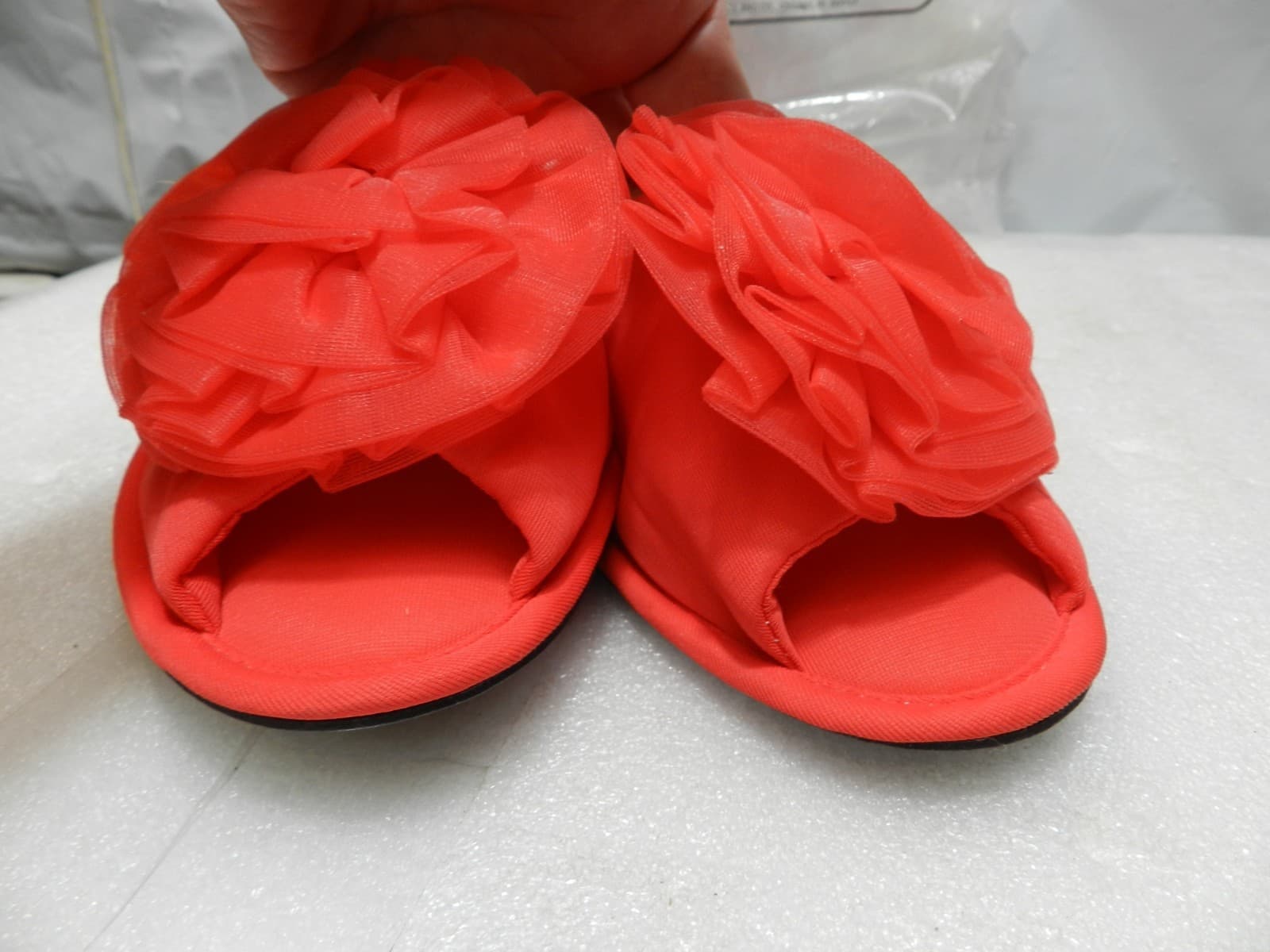 Vintage Sears Peep Toe Scuffs Slippers RED Sz 8-9 Never Worn (H3J) - Thumbnail 6