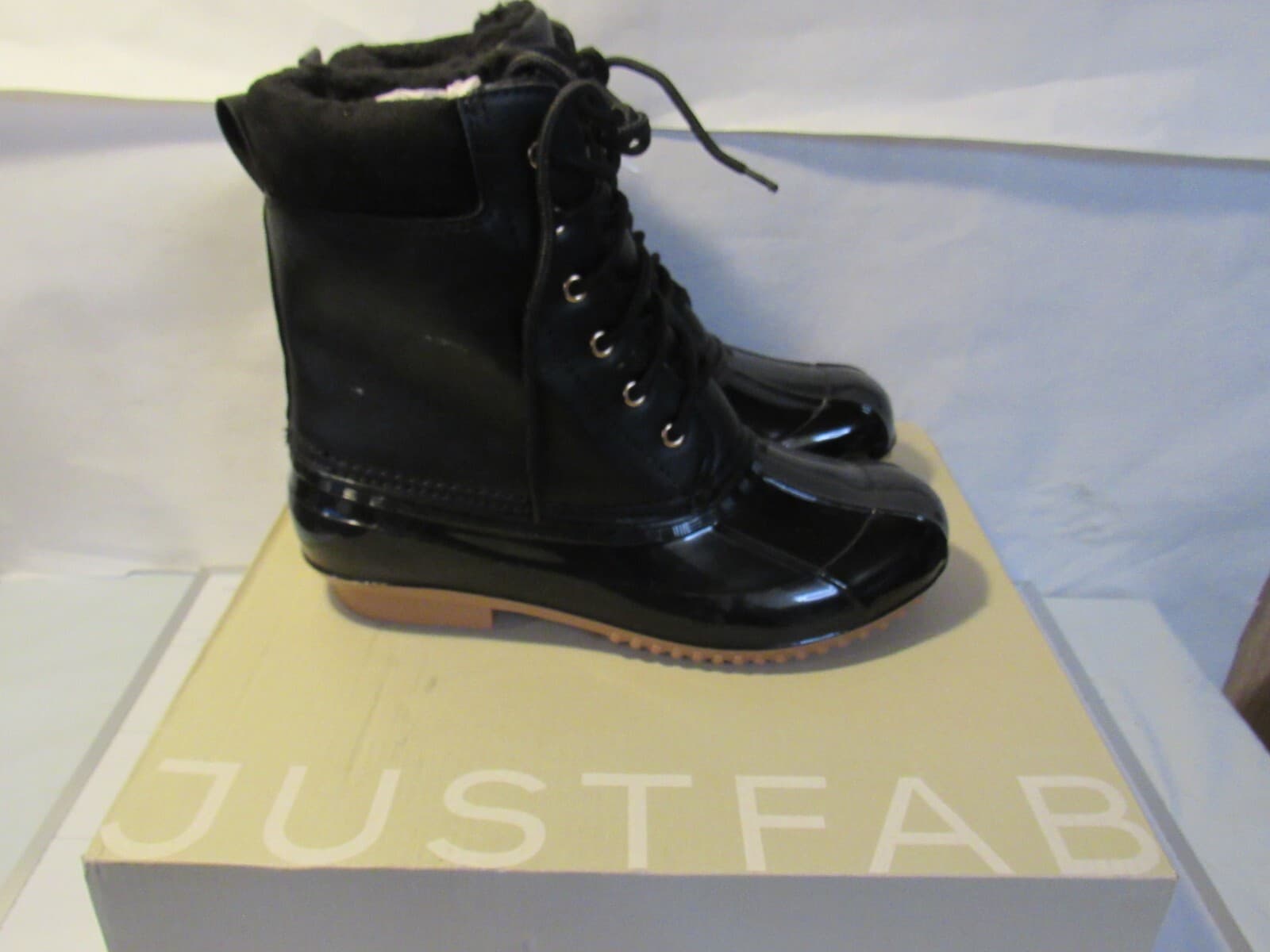 JustFab Cold Weather Evi Slip On Boots Black Onyx Size 8 New in the Box C48M - Thumbnail 2
