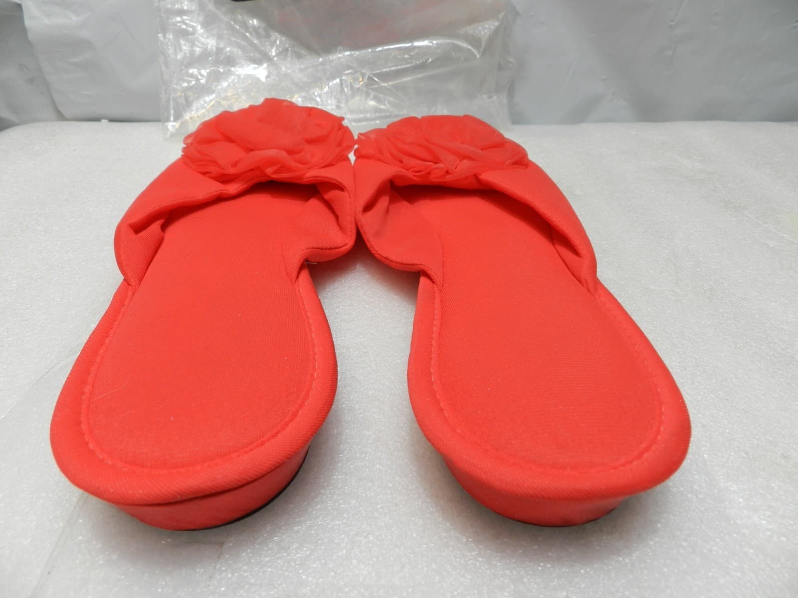 Vintage Sears Peep Toe Scuffs Slippers RED Sz 8-9 Never Worn (H3J) - Thumbnail 5