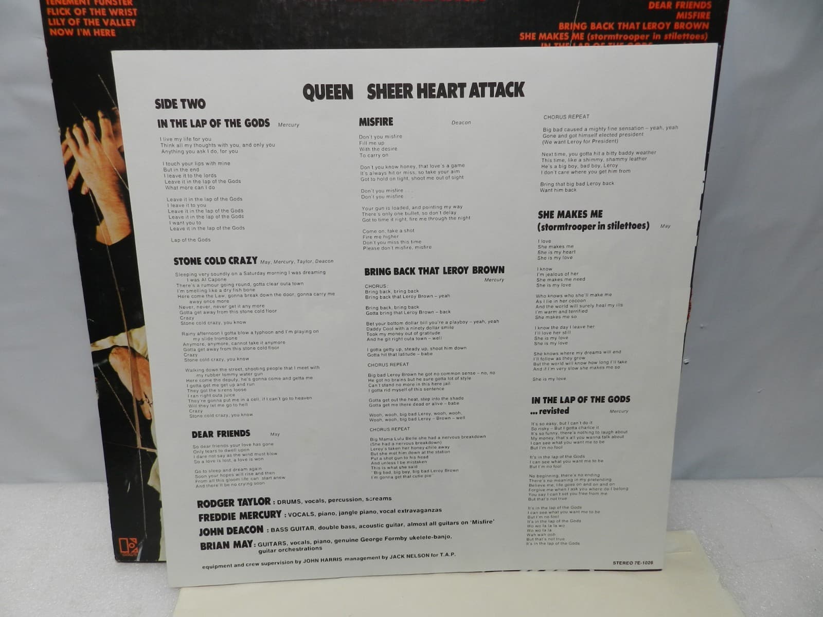 Queen Sheer Heart Attack Vinyl LP 33 RPM 1974 Insert Lyrics Poster Sleeve L52JJ - Thumbnail 10