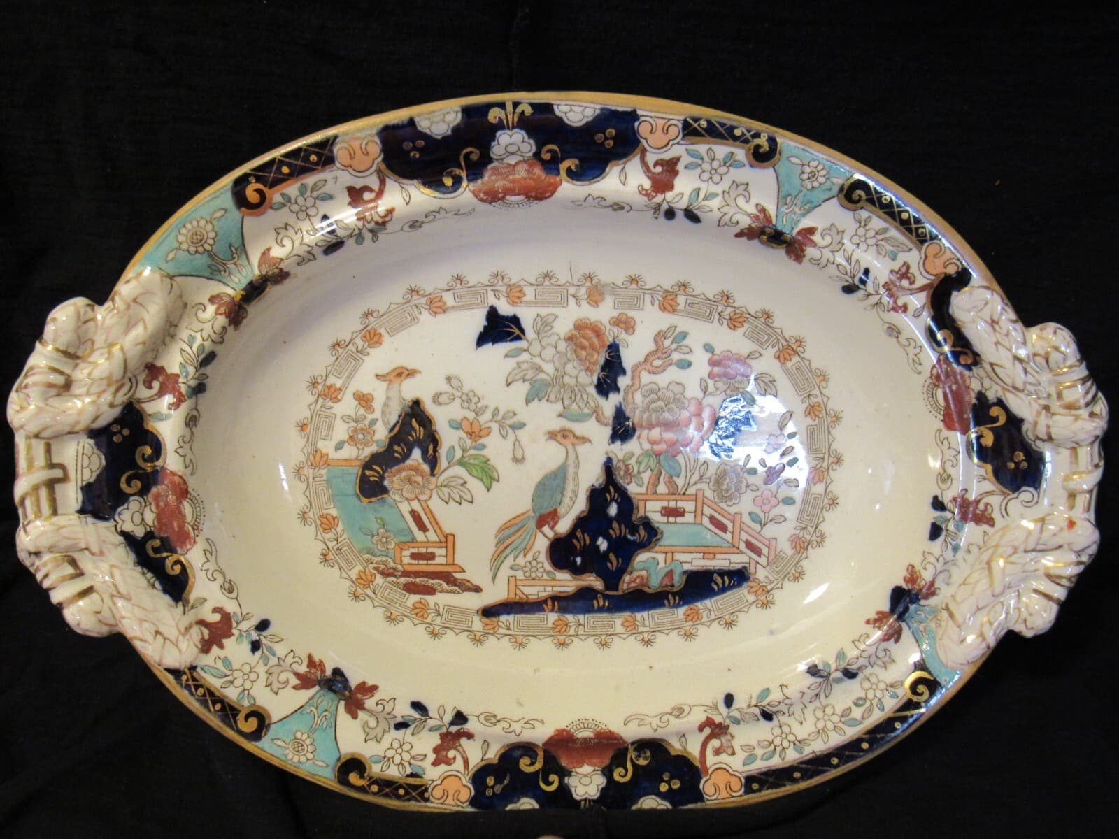 Antique Ashworth Old Japan 2PC Platter W/ Covered Veg Dish U69S - Thumbnail 5