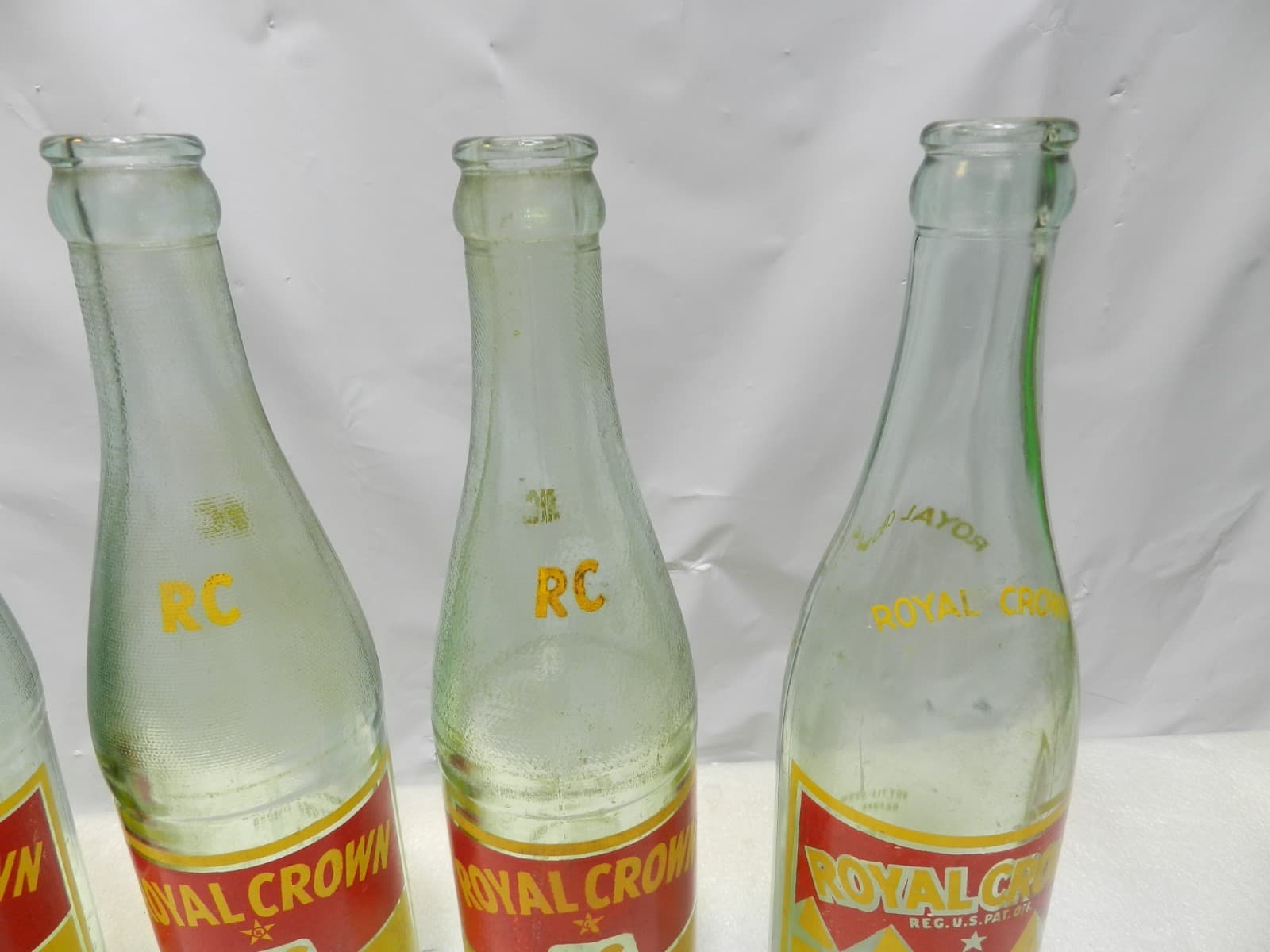 4 Vintage RC Royal Crown Cola Bottle Green Glass 10 oz , 1950s 60's (D25J) - Thumbnail 5