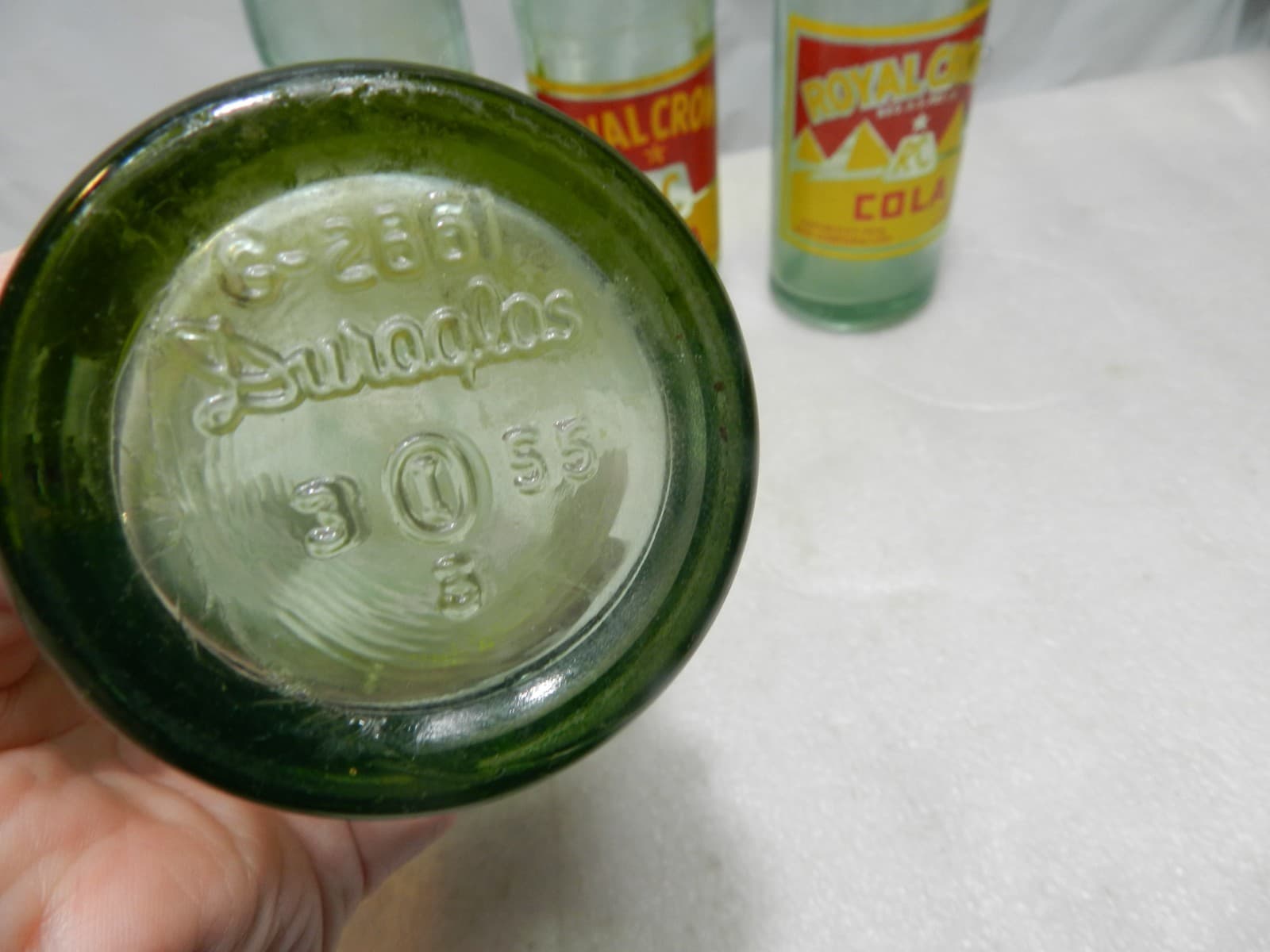 4 Vintage RC Royal Crown Cola Bottle Green Glass 10 oz , 1950s 60's (D25J) - Thumbnail 6
