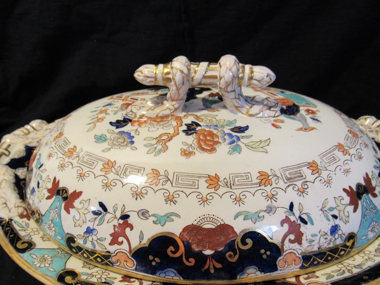 Antique Ashworth Old Japan 2PC Platter W/ Covered Veg Dish U69S - Thumbnail 2