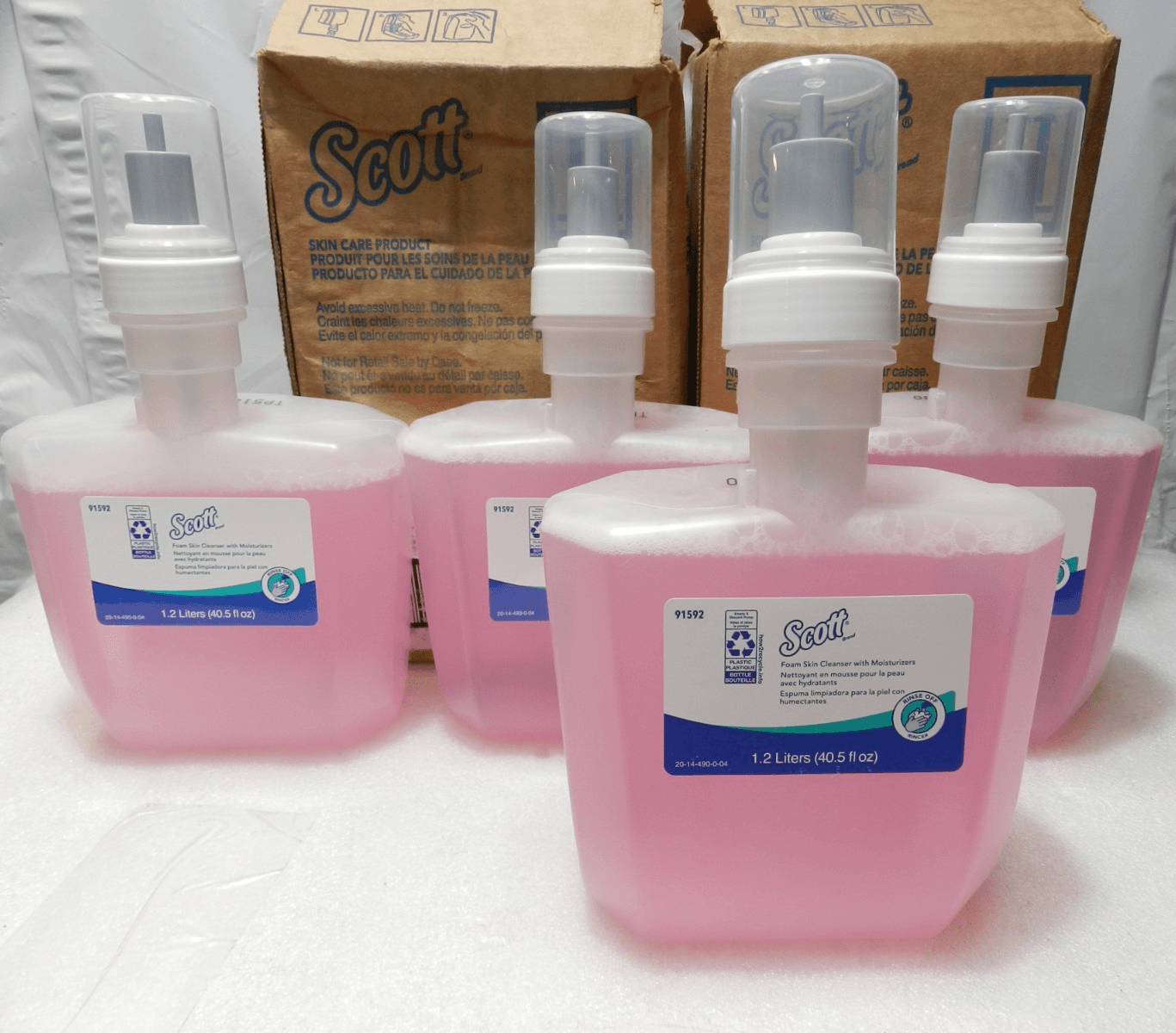 4 Refills Scott 91592 Foam Soap Skin Cleanser w/ Moisturizers 1.2L (H4K)