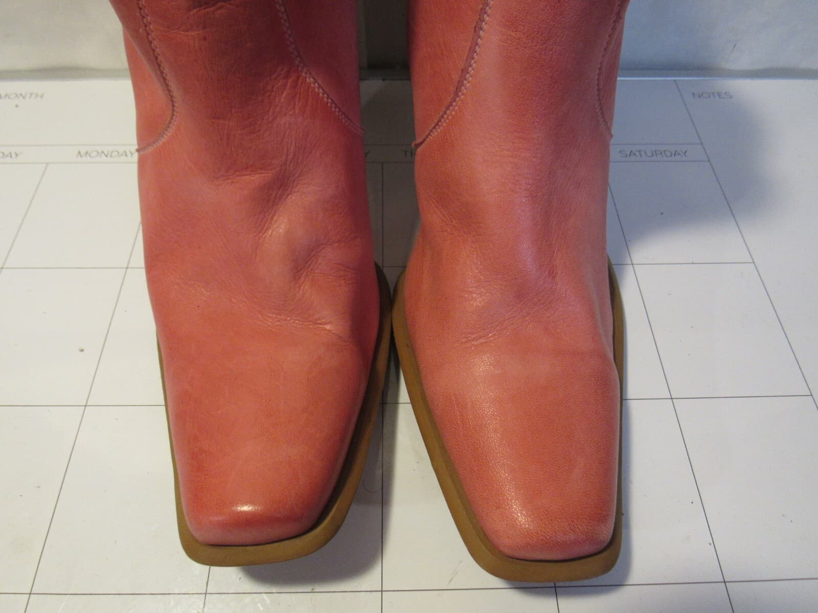 Durango Ankle Heel Boots Pink Leather Booties Size 10 M C50M - Thumbnail 4