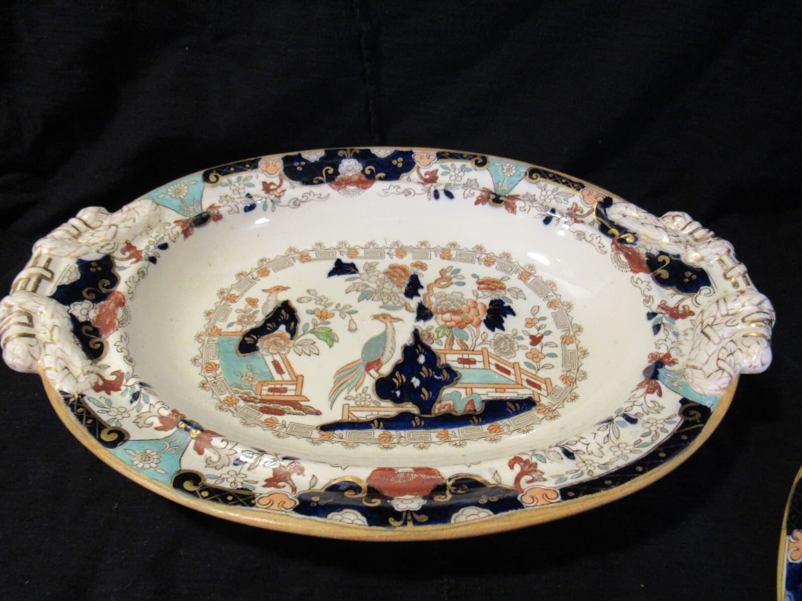 Antique Ashworth Old Japan 2PC Platter W/ Covered Veg Dish U69S - Thumbnail 4