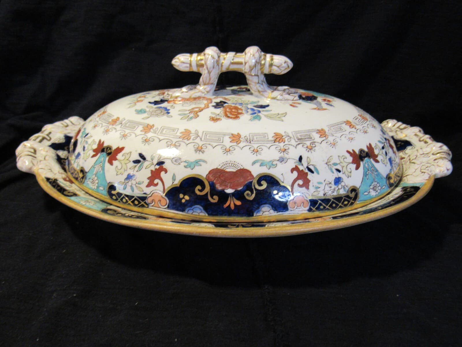 Antique Ashworth Old Japan 2PC Platter W/ Covered Veg Dish U69S