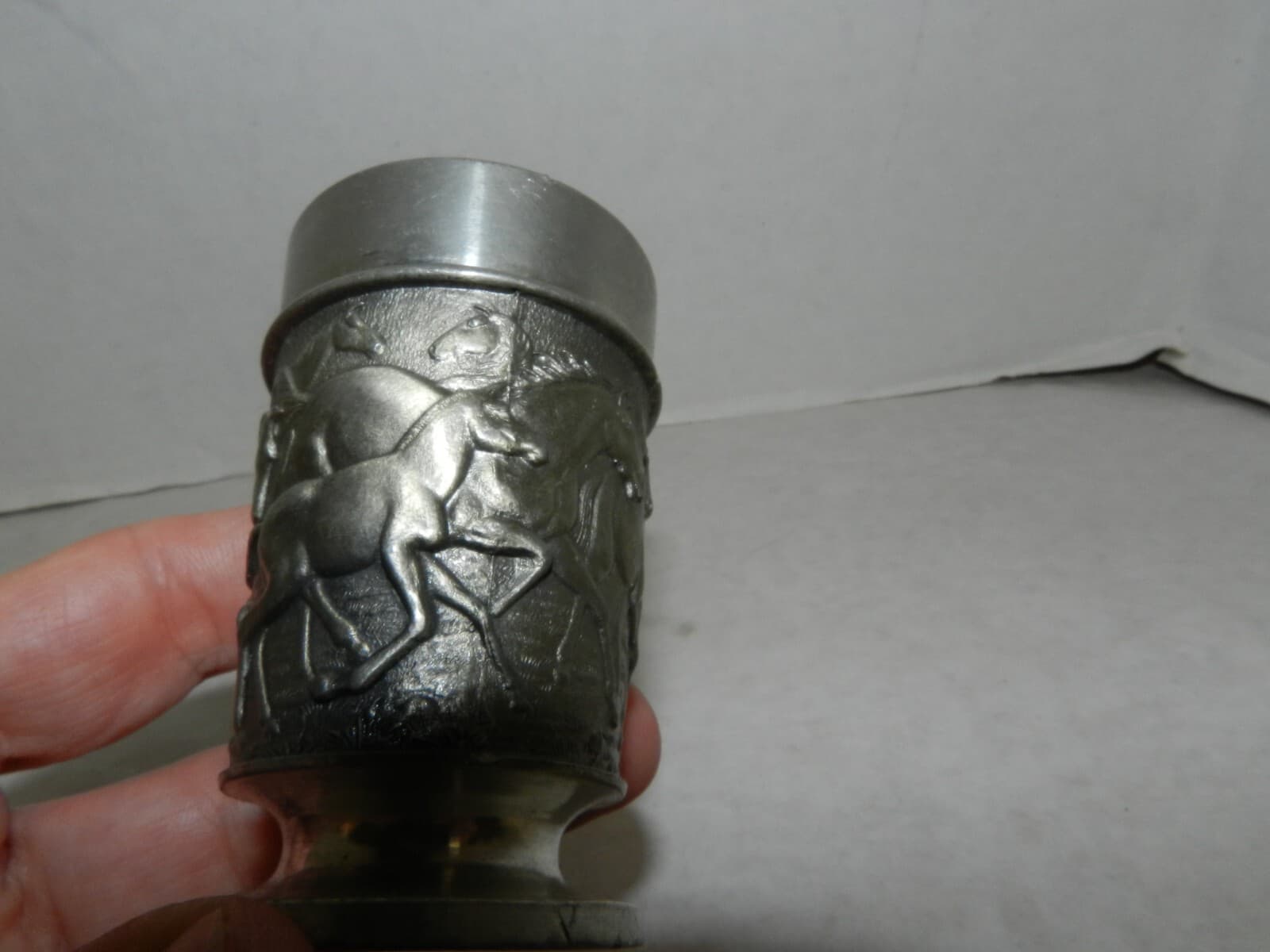 Feinzinn GES.GESCH. NK W Germany Pewter Footed Shot Glass FEIN ZINN Pair T28K - Thumbnail 8