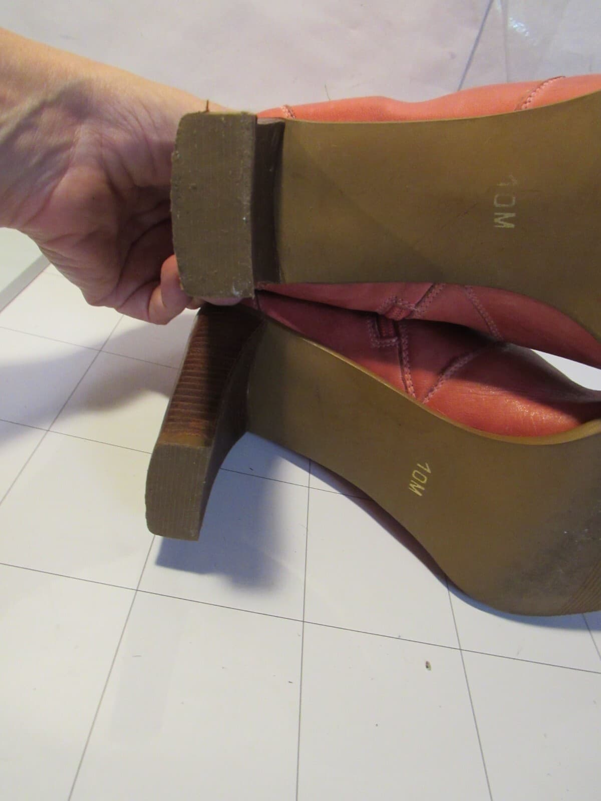 Durango Ankle Heel Boots Pink Leather Booties Size 10 M C50M - Thumbnail 8