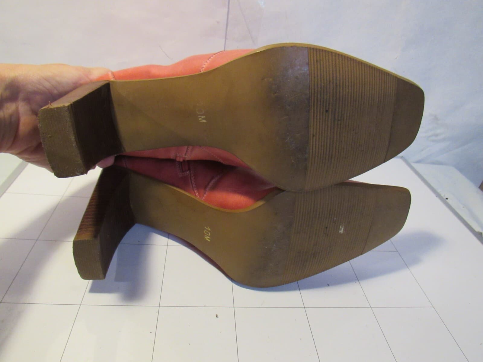 Durango Ankle Heel Boots Pink Leather Booties Size 10 M C50M - Thumbnail 7
