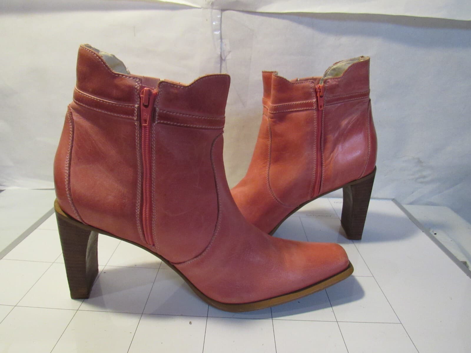 Durango Ankle Heel Boots Pink Leather Booties Size 10 M C50M - Thumbnail 6