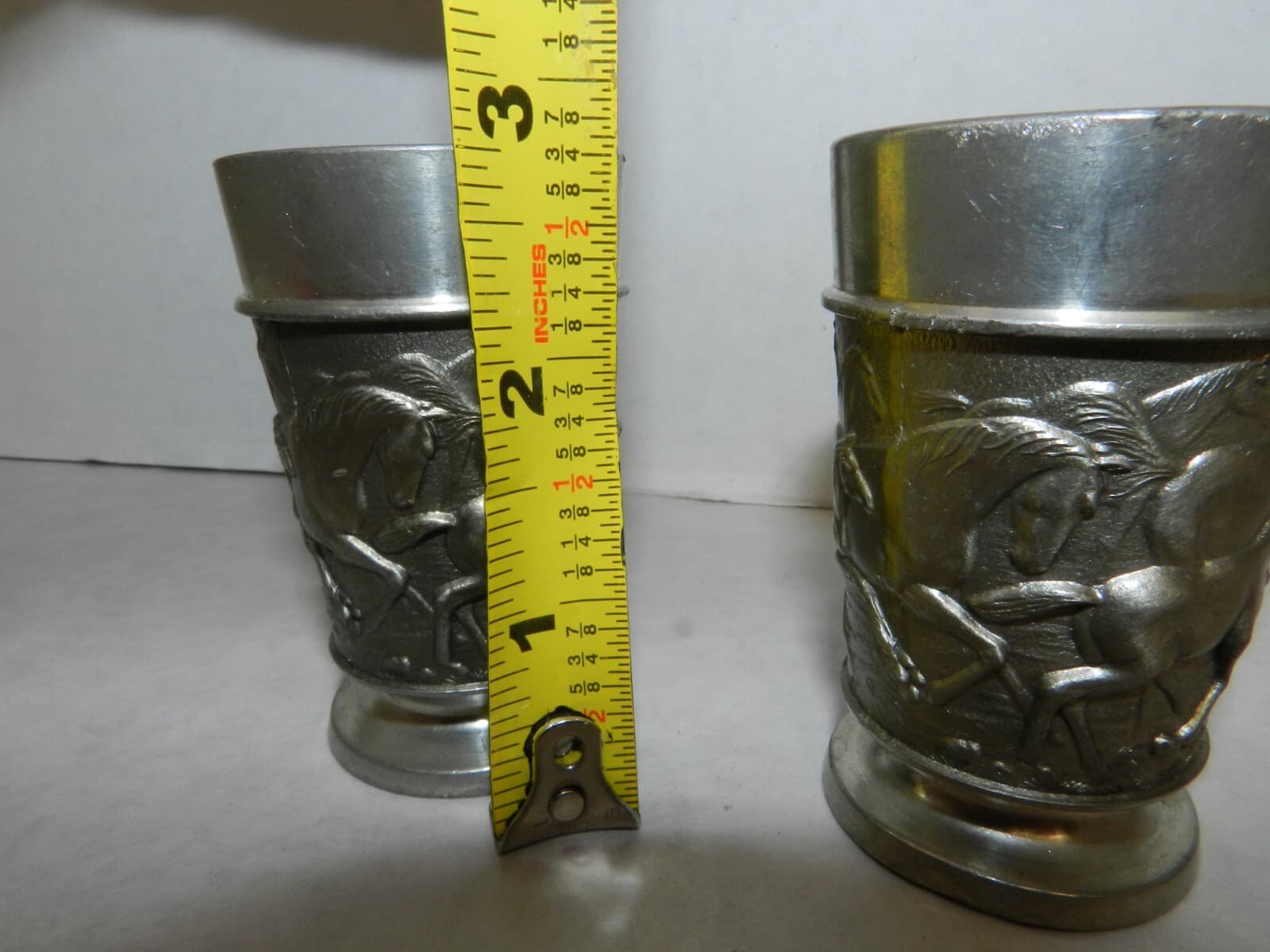 Feinzinn GES.GESCH. NK W Germany Pewter Footed Shot Glass FEIN ZINN Pair T28K - Thumbnail 5