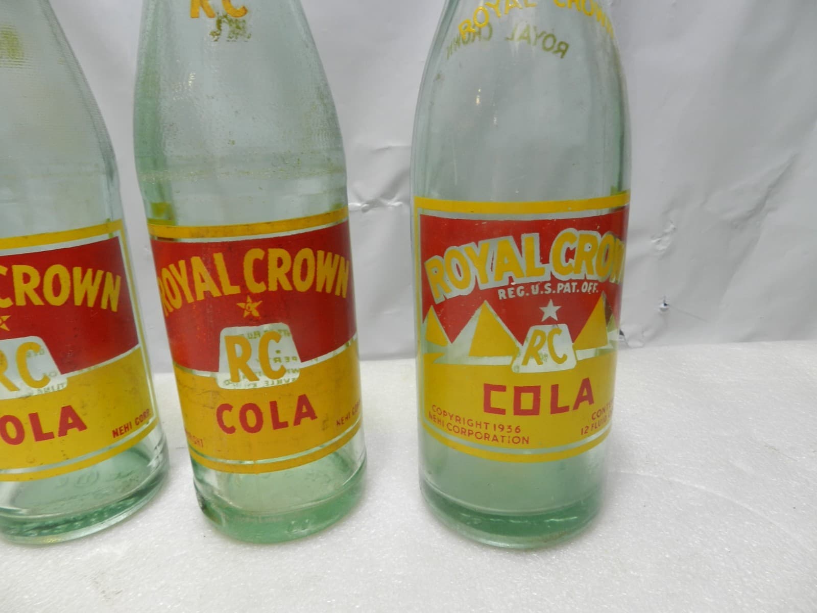 4 Vintage RC Royal Crown Cola Bottle Green Glass 10 oz , 1950s 60's (D25J) - Thumbnail 3