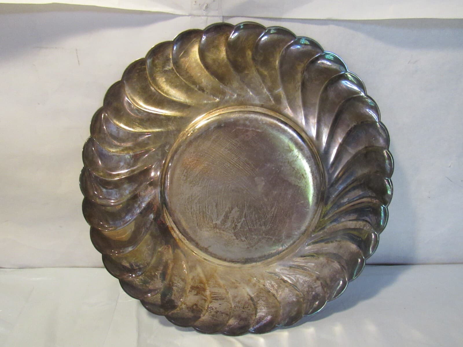 Vintage Wm Rogers Waverly Silver Plated Serving Tray Swirl Plate 10 1/2" Z69S - Thumbnail 2