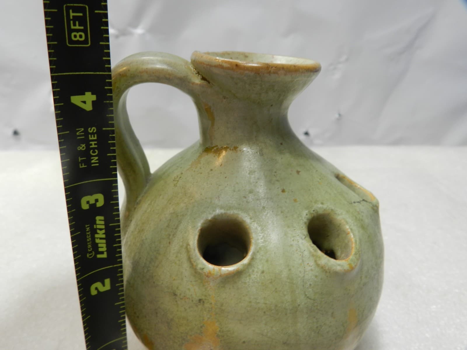 4" Flower Frog Mini Jug- Handmade by North State Pottery Sanford NC- Marked D38S - Thumbnail 7
