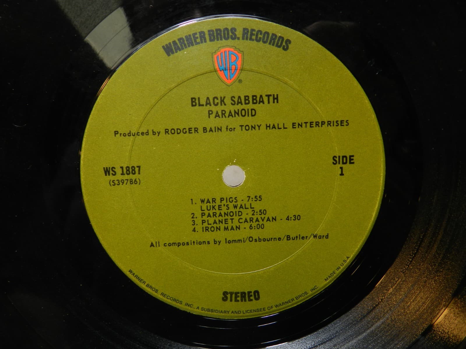 Black Sabbath Paranoid Vinyl LP 1970 Warner Bro WS-1887 Green Label (L63JJ) - Thumbnail 4