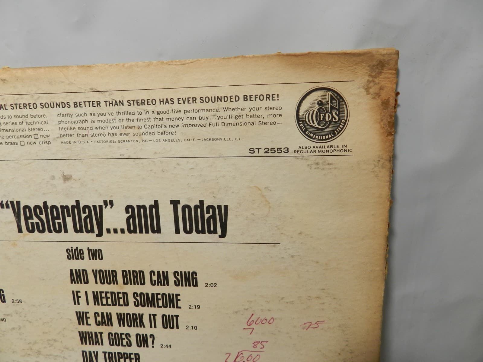 The Beatles - Yesterday and Today LP Vinyl Capitol Records T 2553 1968 (L60JJ) - Thumbnail 6
