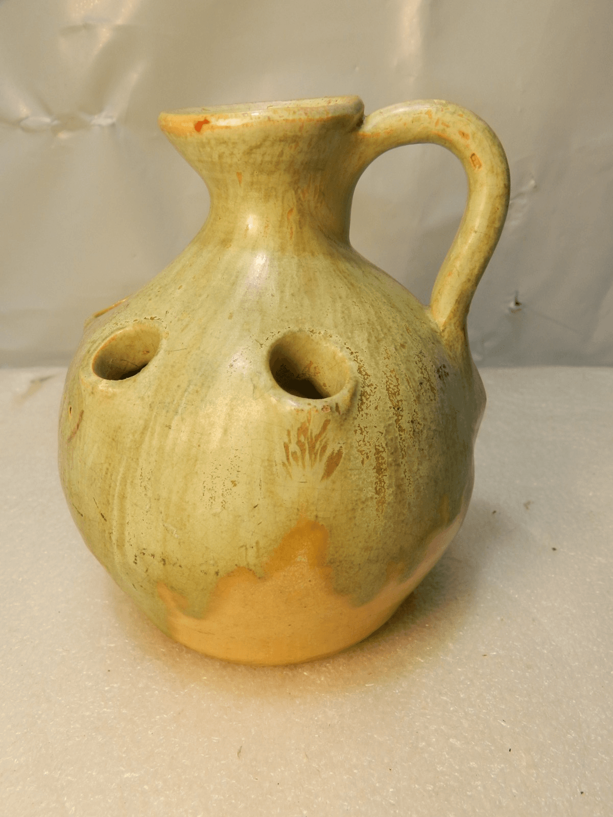 4" Flower Frog Mini Jug- Handmade by North State Pottery Sanford NC- Marked D38S - Thumbnail 3