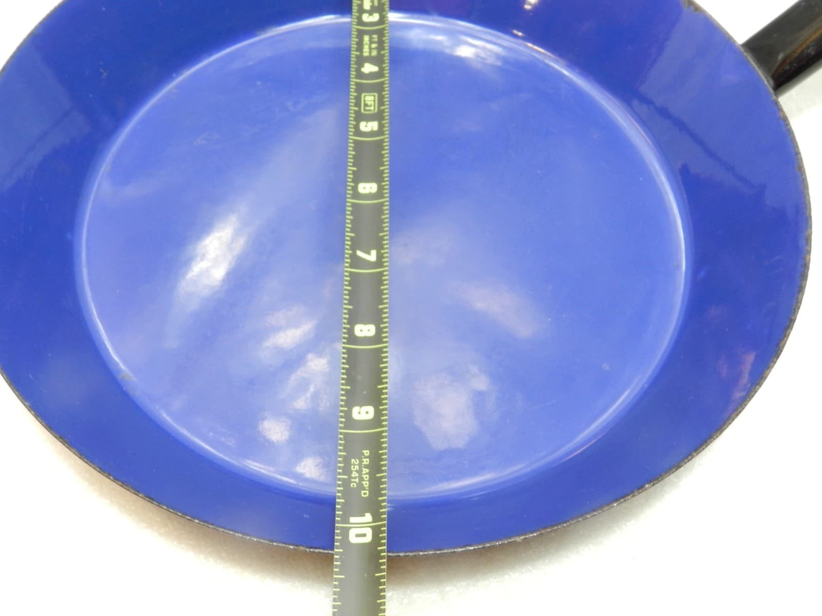 Vintage Silit/Riess Style Cobalt Blue/Black Enamel Non Stick Frying Pan 10" D36S - Thumbnail 9