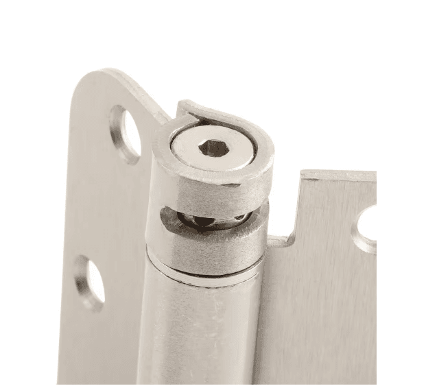 8 - 3.5 in. x 3.5 in. Satin Nickel Steel Spring Hinge w 5/8 in. Radius Q85K - Thumbnail 3