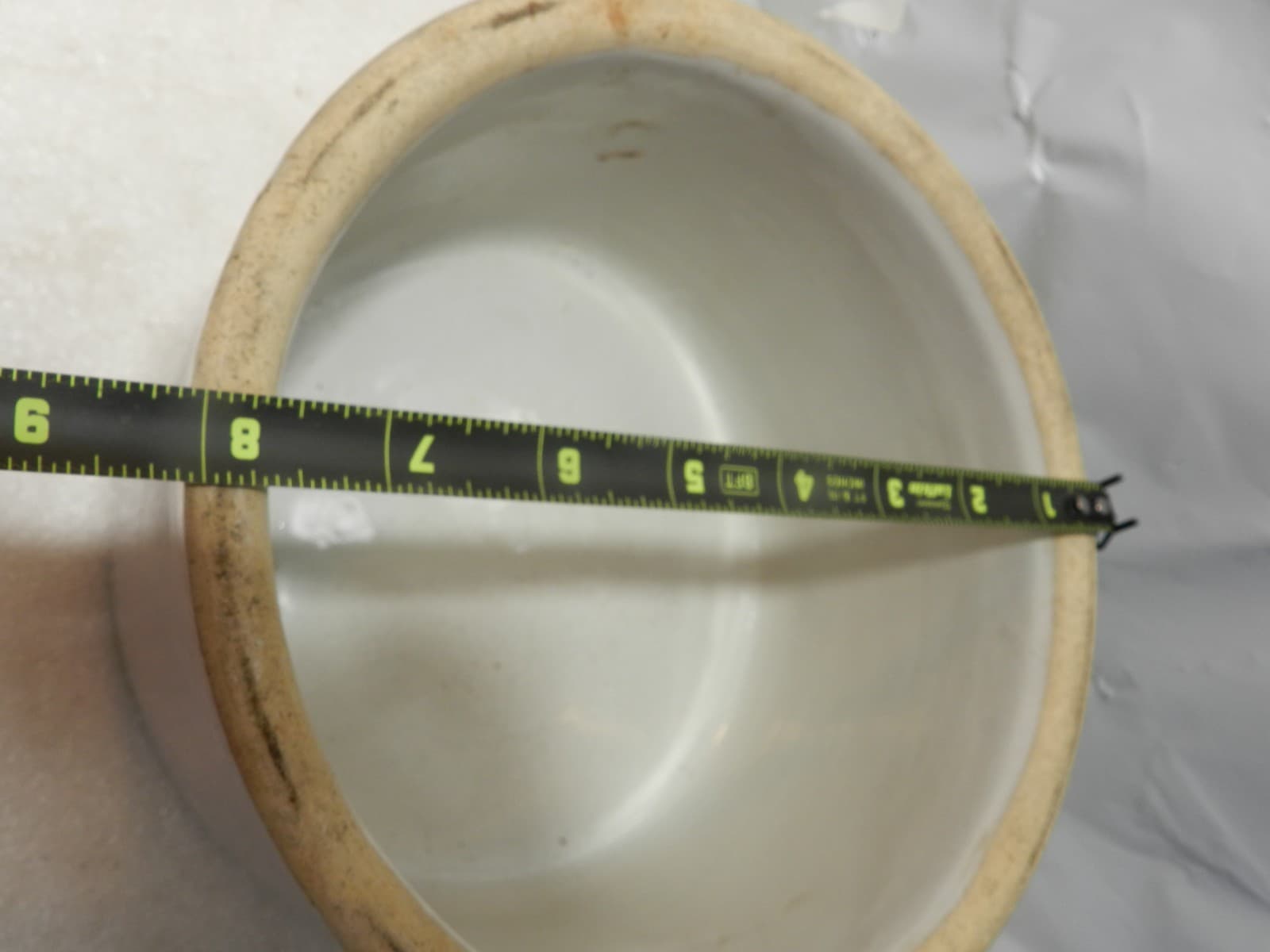 Rare Cream Top Creamery Dairy Advertising Stoneware Cottage Cheese Crock 8" D37S - Thumbnail 4
