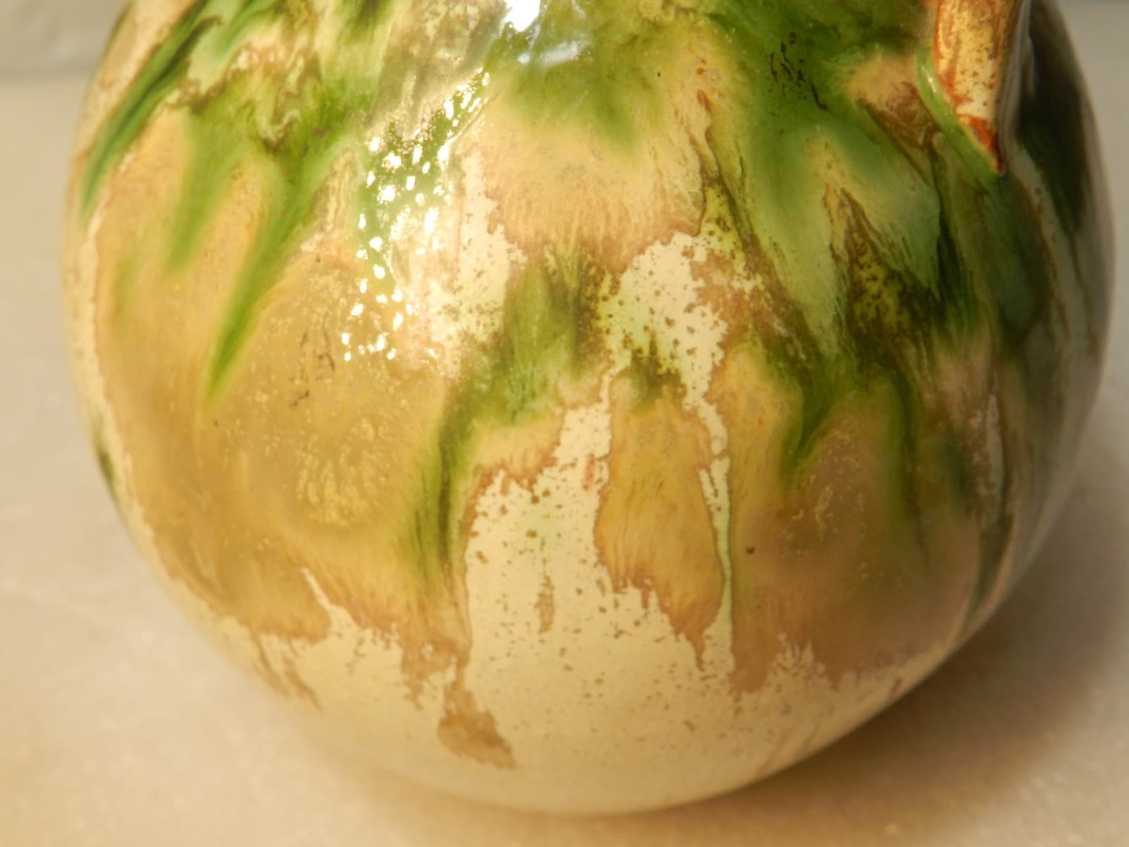Vintage Pottery Yellow & Green Glaze 5” Earthenware Jug Orjol Cruche D41S - Thumbnail 3
