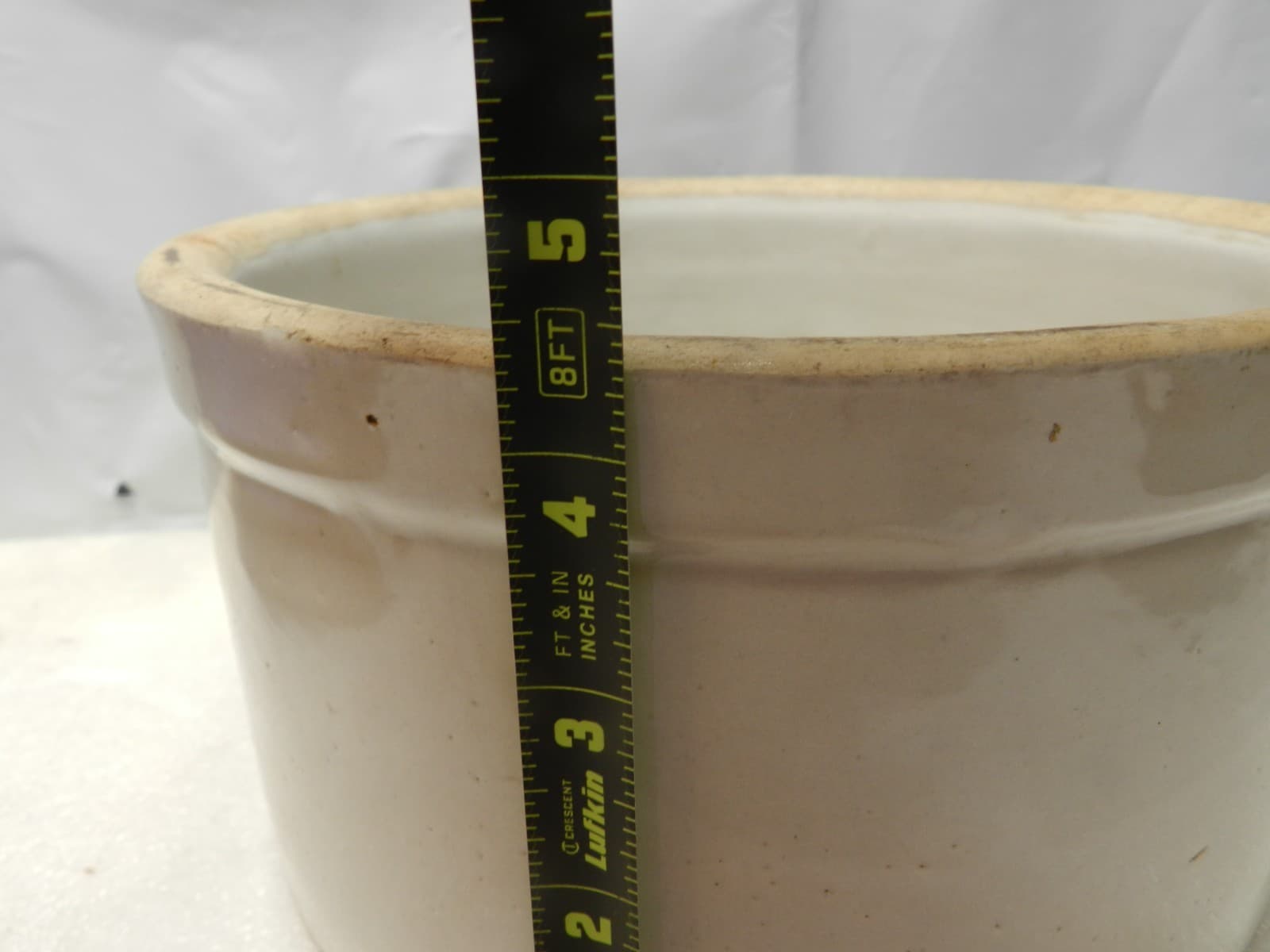 Rare Cream Top Creamery Dairy Advertising Stoneware Cottage Cheese Crock 8" D37S - Thumbnail 5
