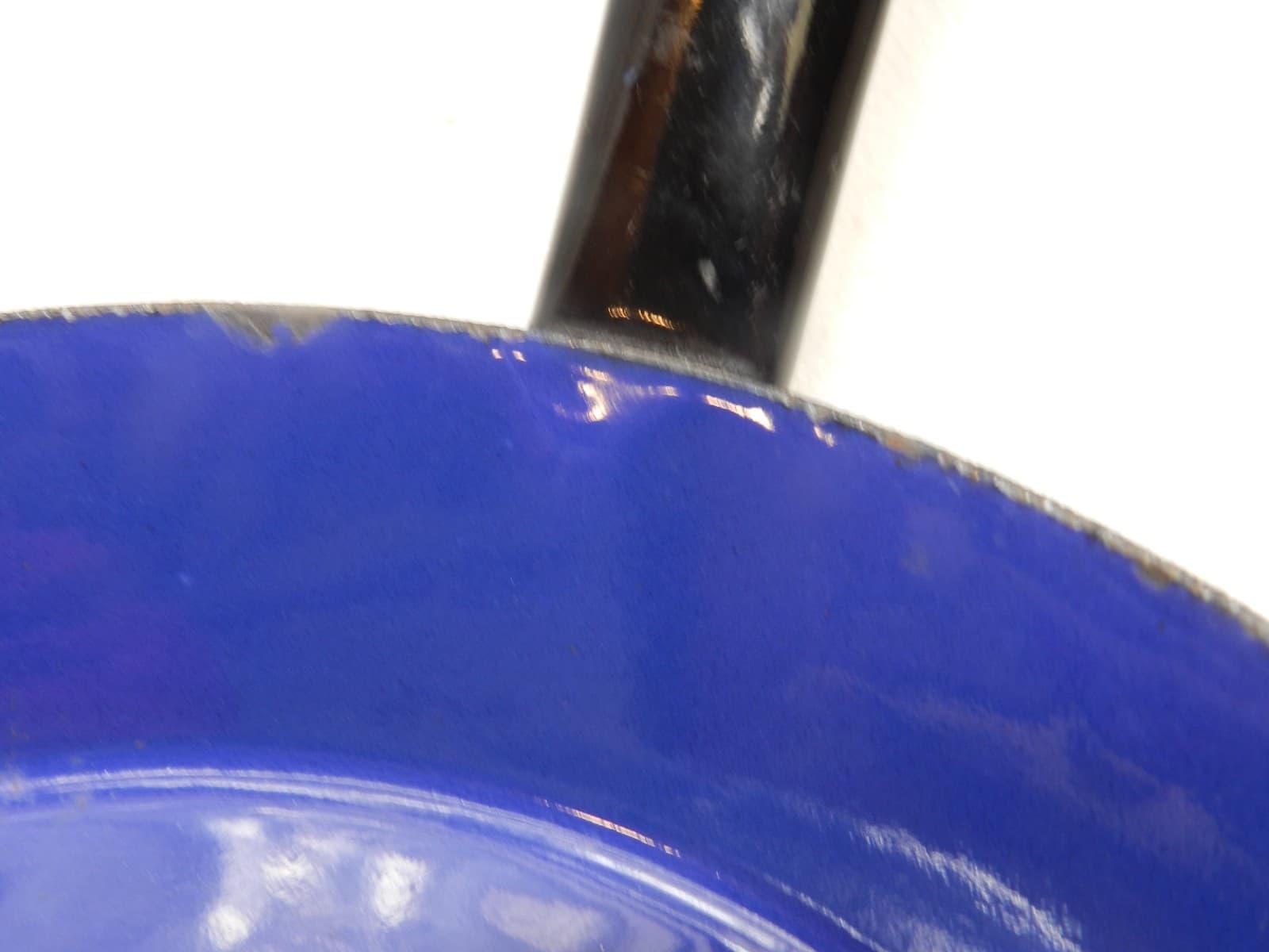 Vintage Silit/Riess Style Cobalt Blue/Black Enamel Non Stick Frying Pan 10" D36S - Thumbnail 6